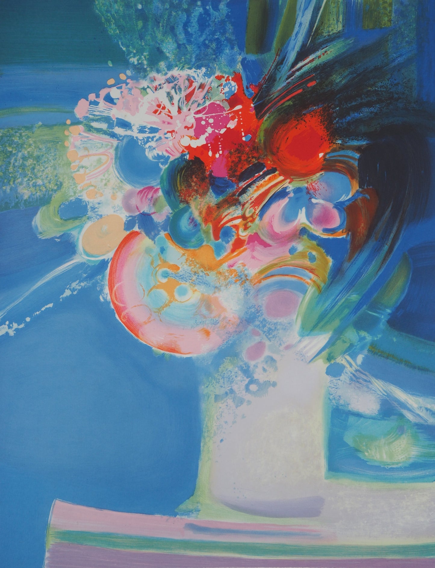 Daniel GELIS : Le bouquet de fleurs - Lithographie originale signée