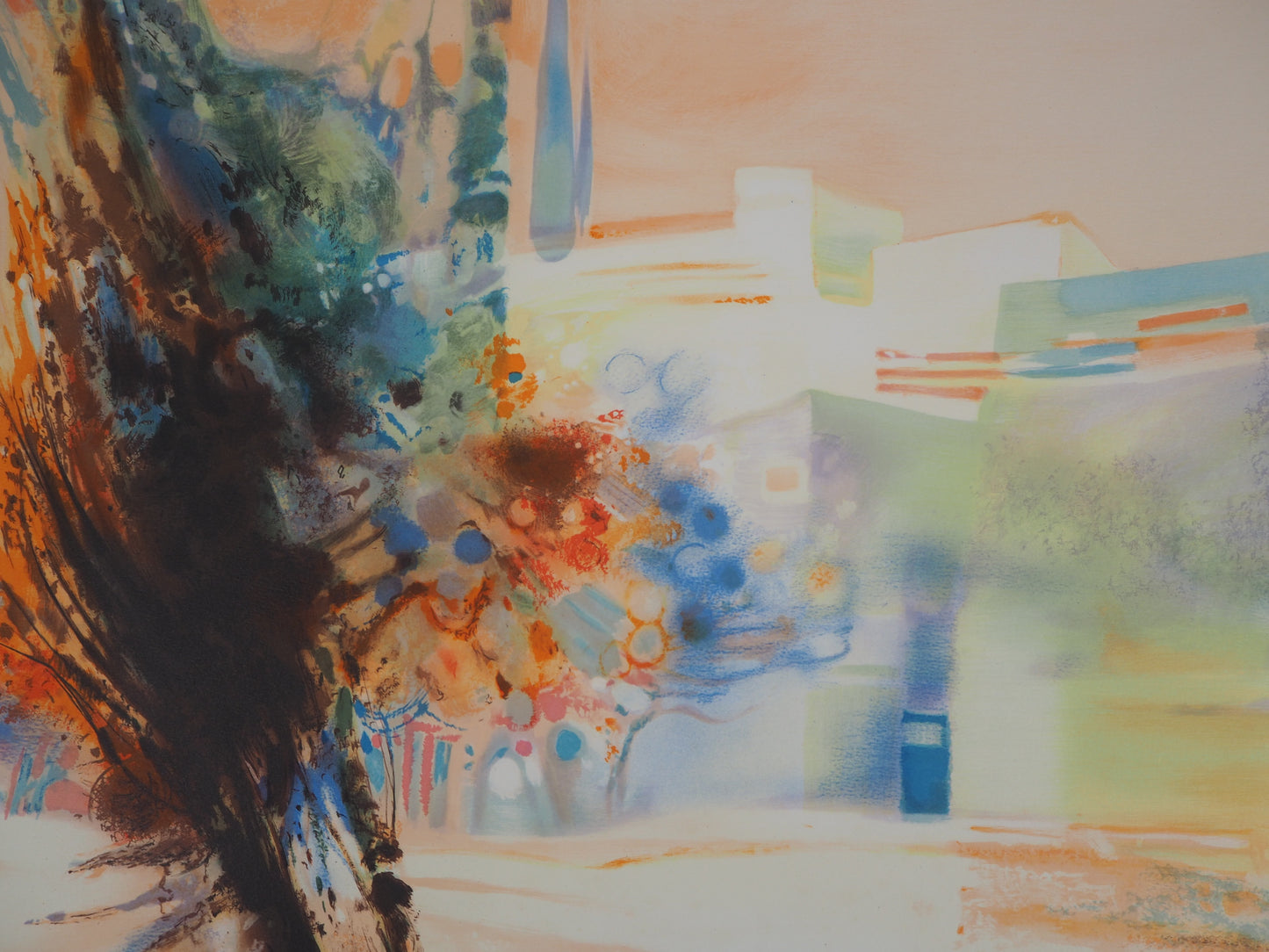 Daniel GELIS : Paysage de Provence - Lithographie signée et dédicacée