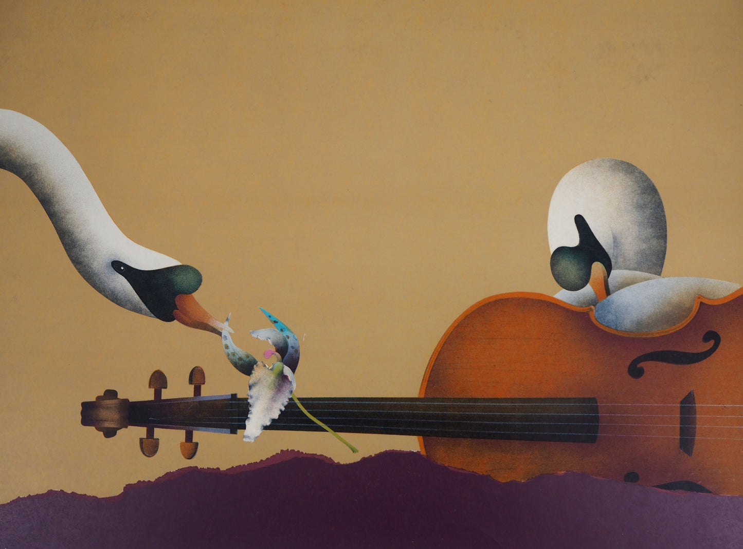 Jean Paul DONADINI : Cygnes en harmonie - Lithographie Originale Signée