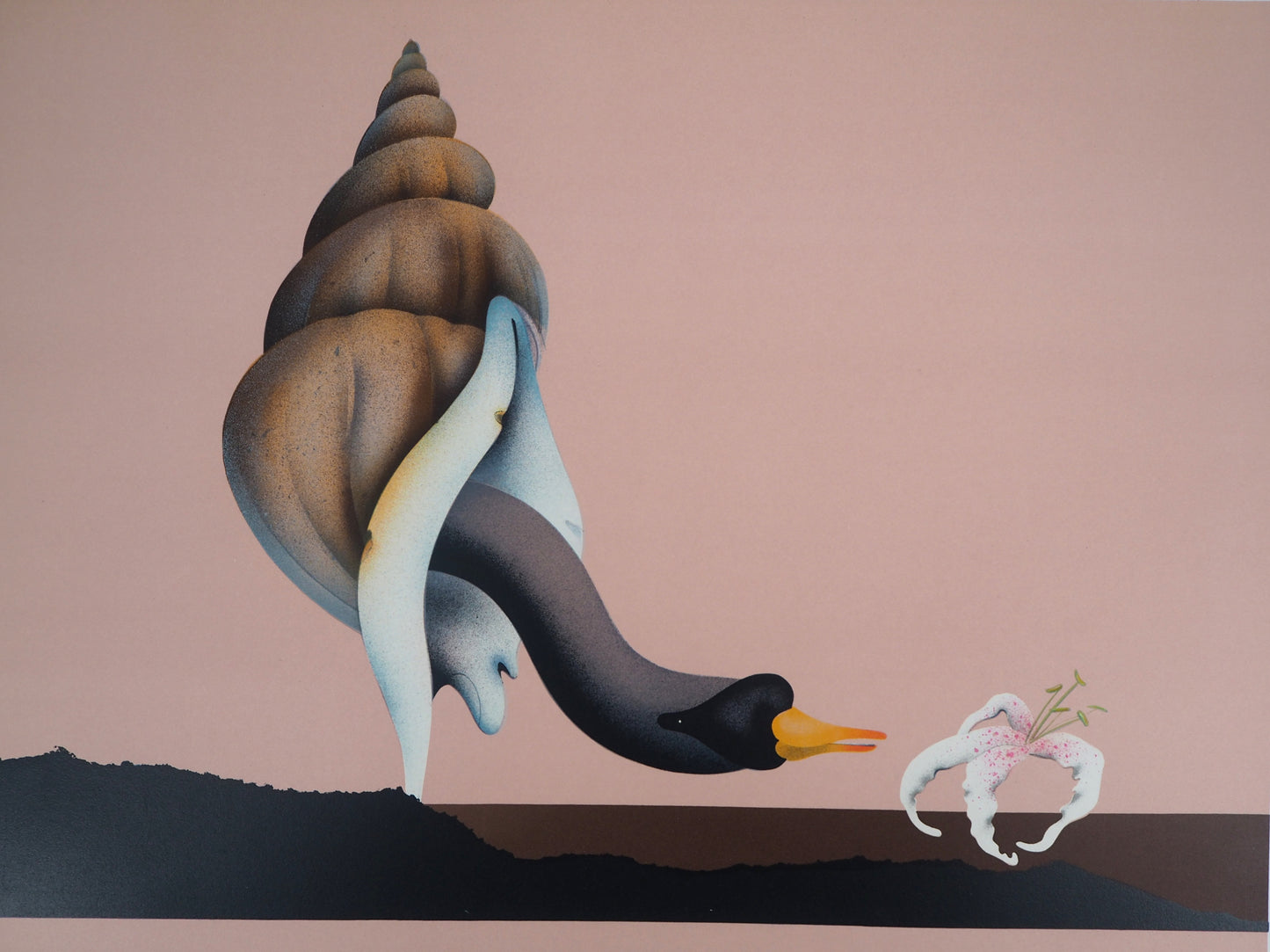 Jean Paul DONADINI : Le cygne et l'orchidée - Lithographie Originale Signée