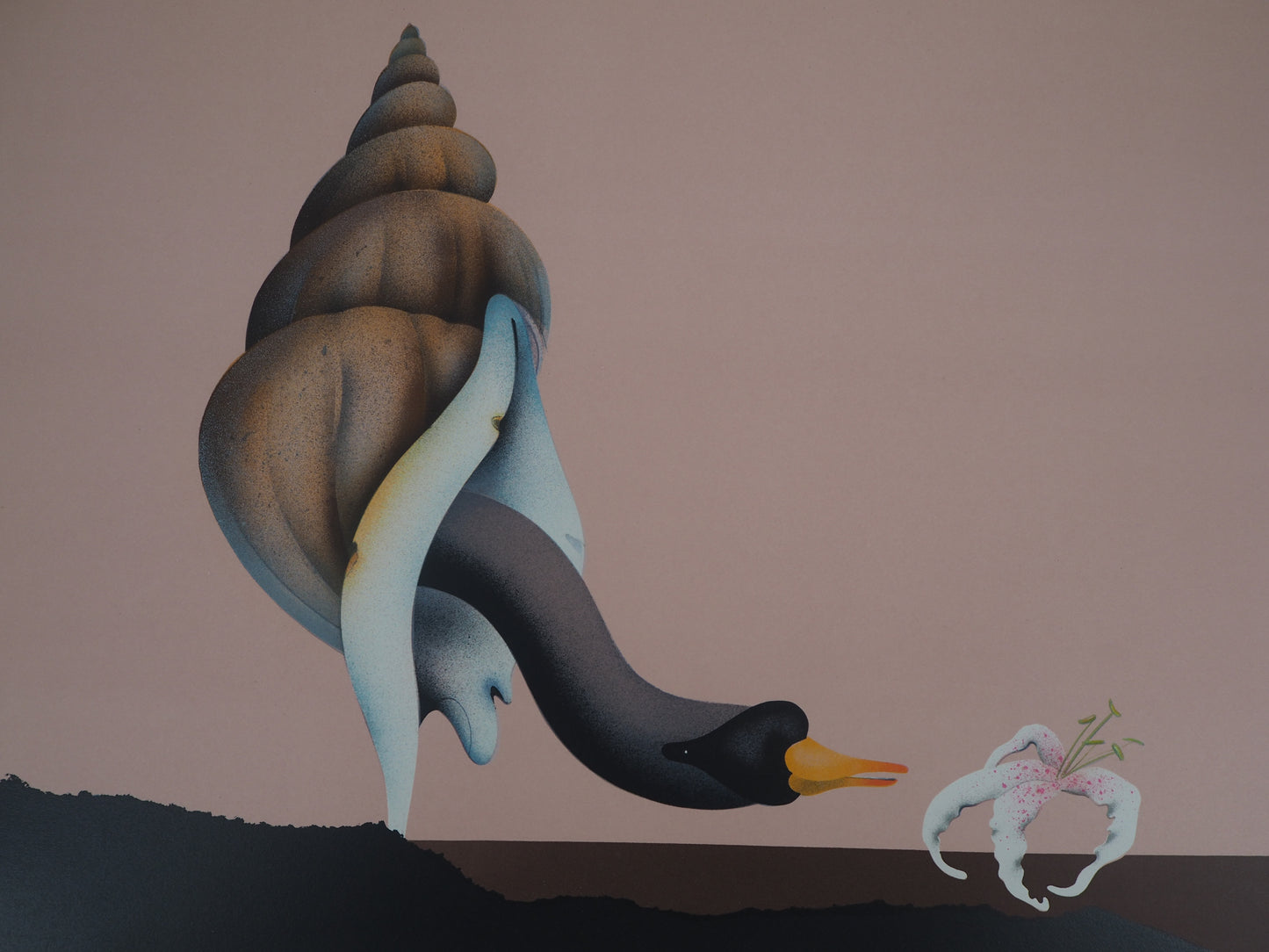 Jean Paul DONADINI : Le cygne et l'orchidée - Lithographie Originale Signée
