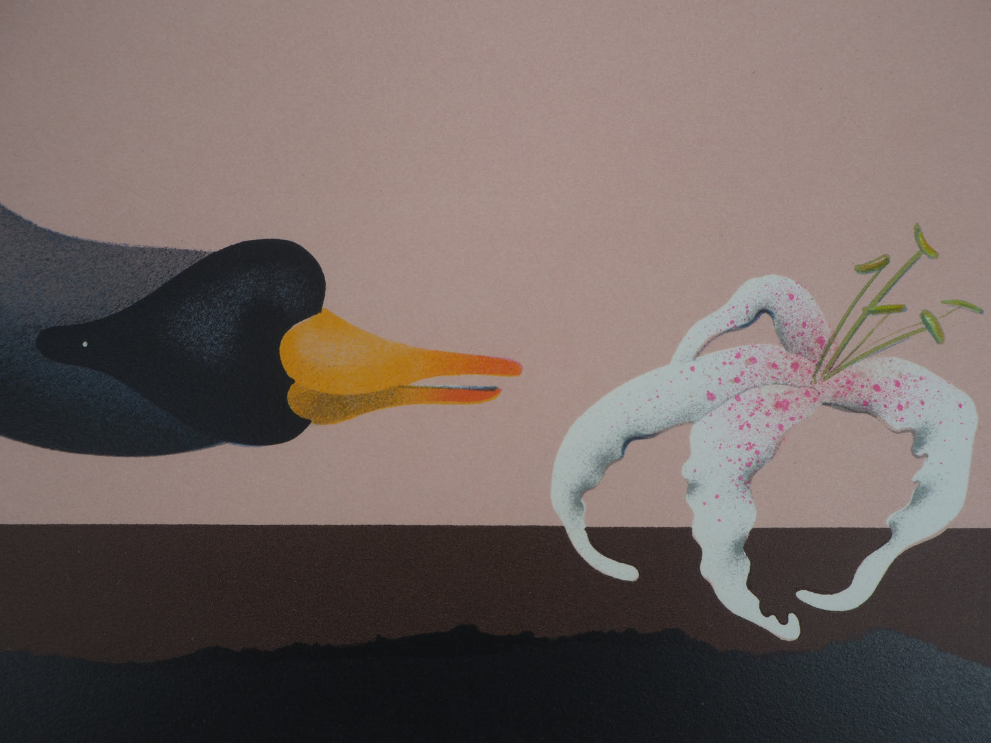 Jean Paul DONADINI : Le cygne et l'orchidée - Lithographie Originale Signée