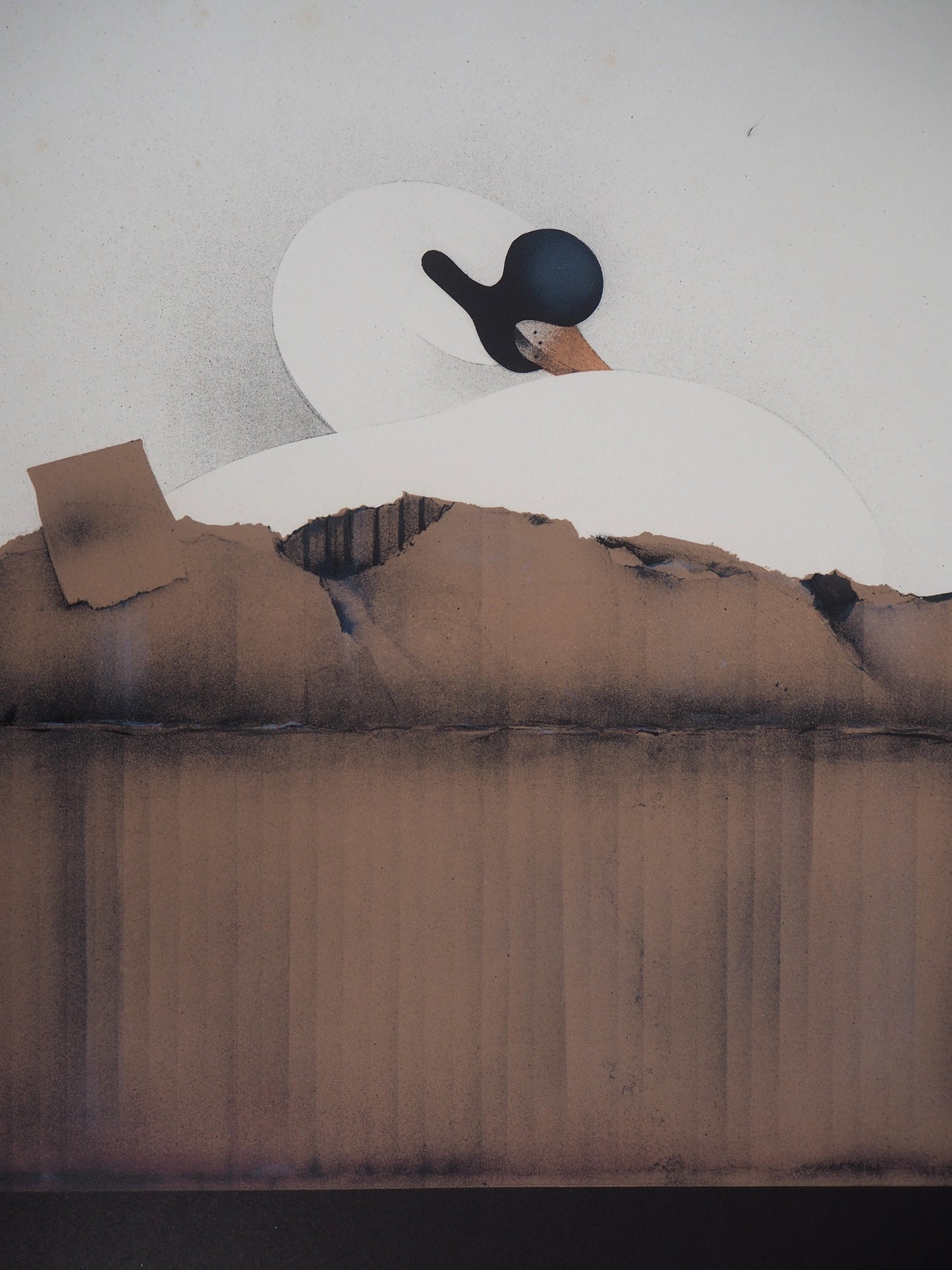 Jean Paul DONADINI : Le cygne au repos - Lithographie Originale Signée