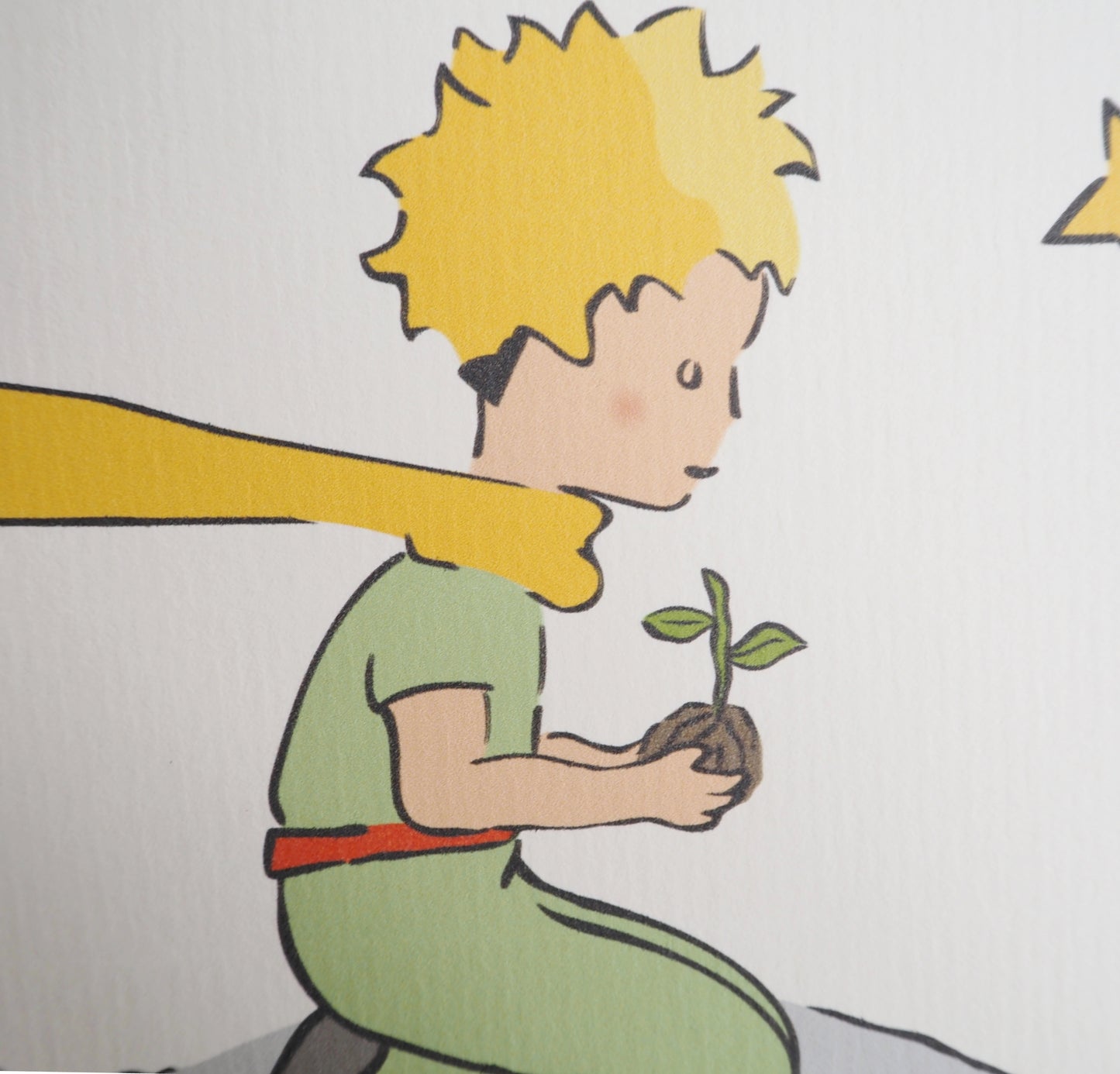 Antoine DE SAINT-EXUPERY : Le Petit Prince plante une fleur sur son astéroïde - Lithographie