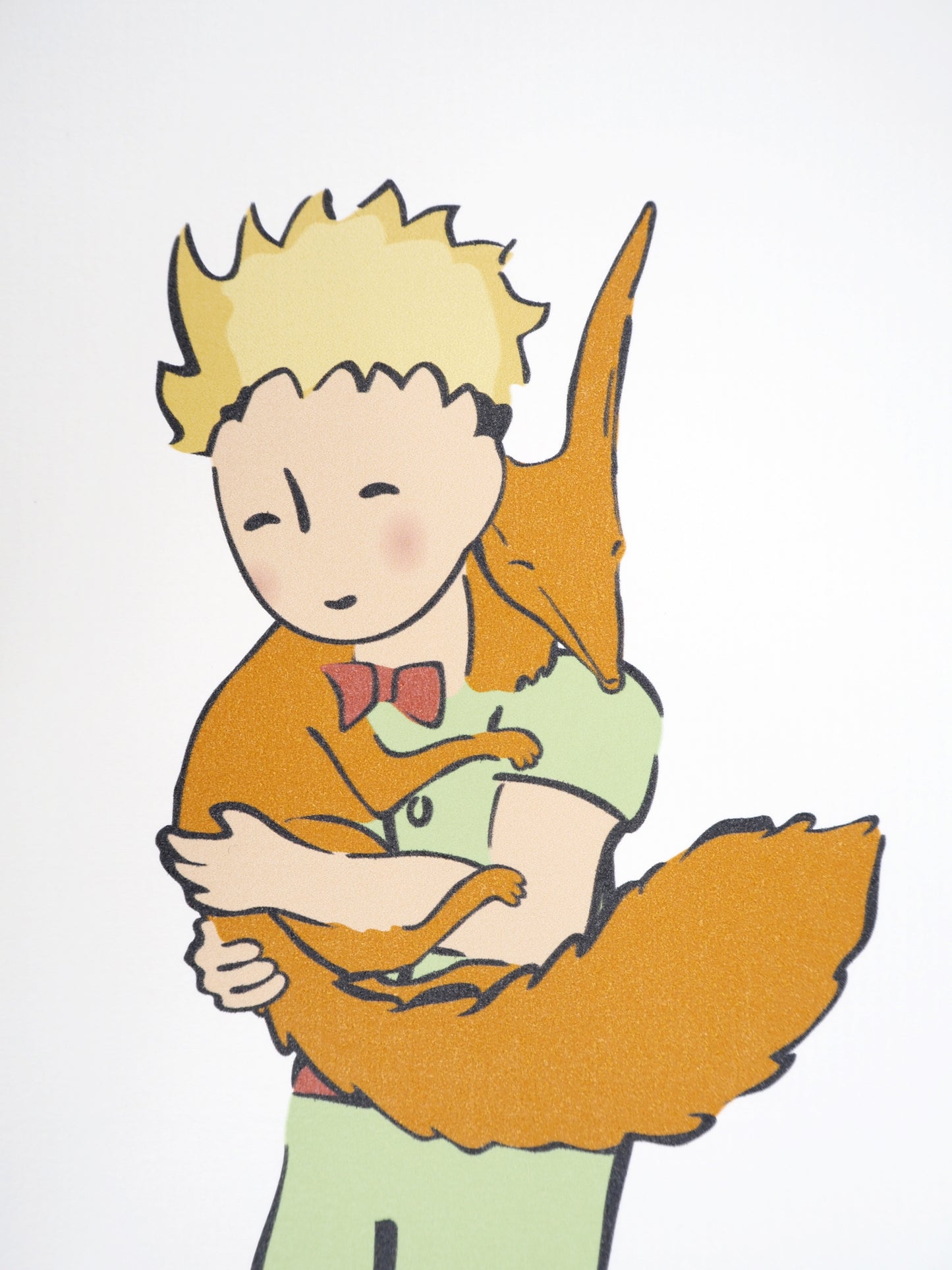 Antoine DE SAINT EXUPERY : Le Petit Prince câline le Renard - Lithographie
