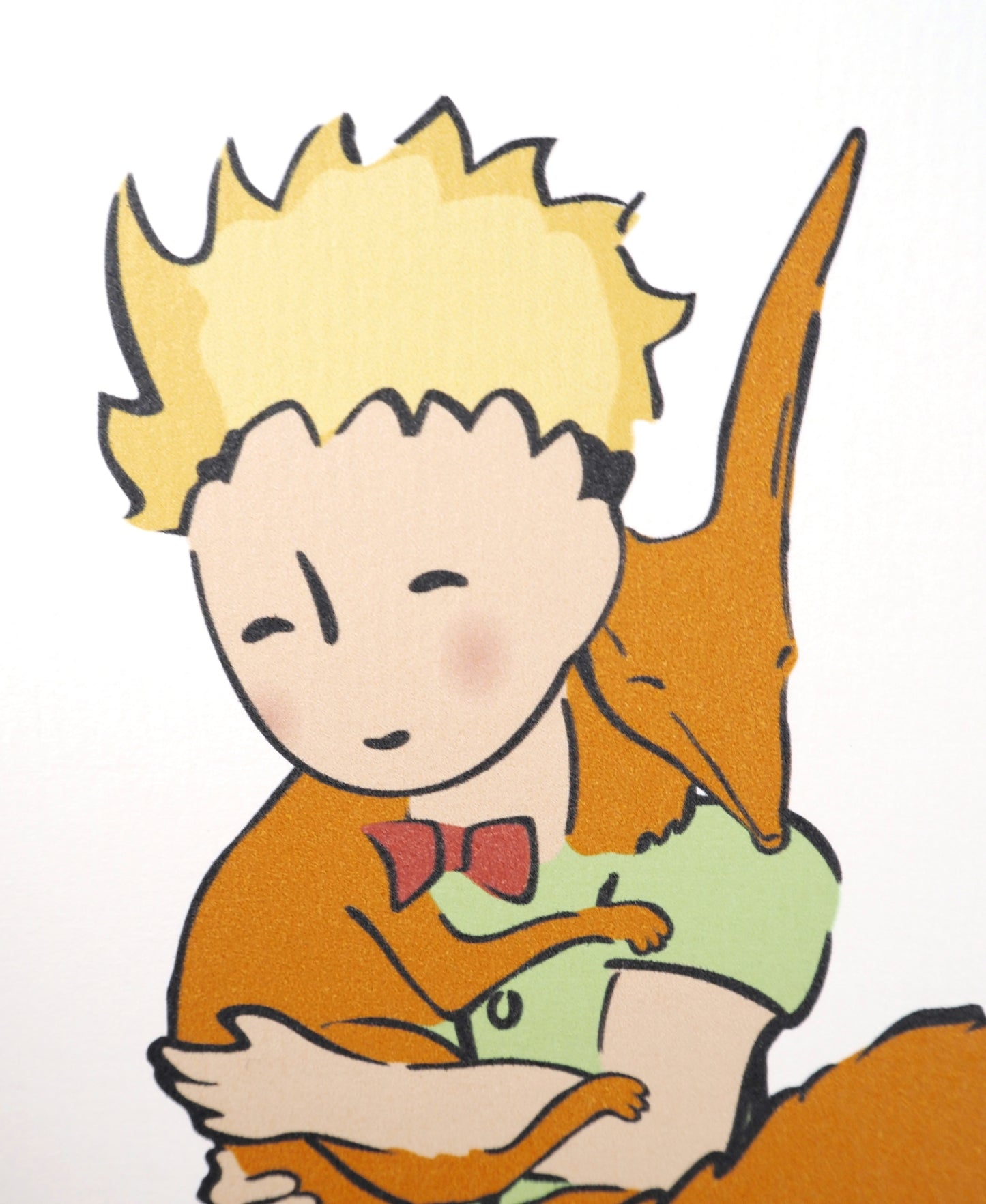Antoine DE SAINT EXUPERY : Le Petit Prince câline le Renard - Lithographie