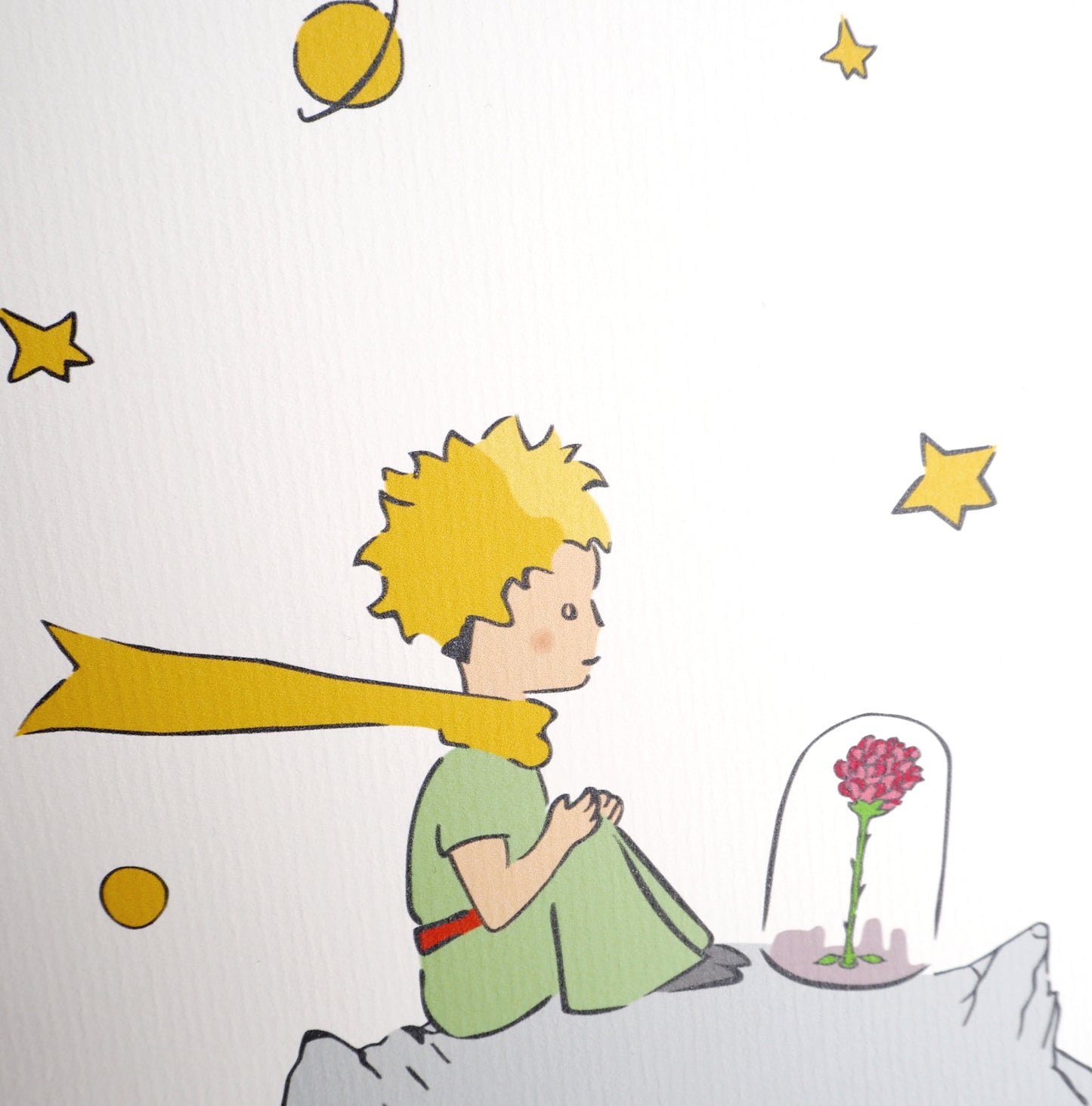 Antoine DE SAINT EXUPERY : Le Petit Prince observe sa rose - Lithographie