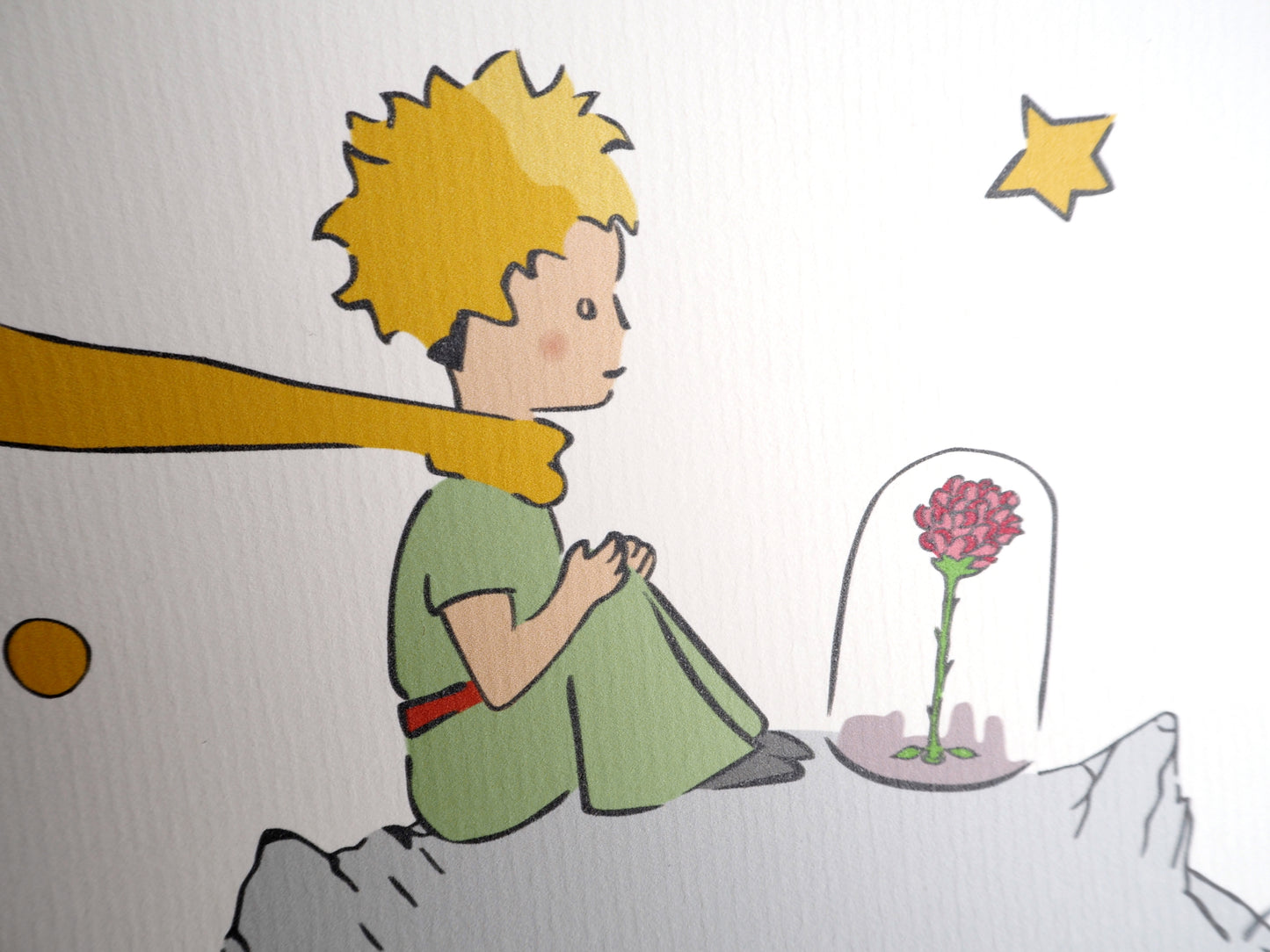 Antoine DE SAINT EXUPERY : Le Petit Prince observe sa rose - Lithographie