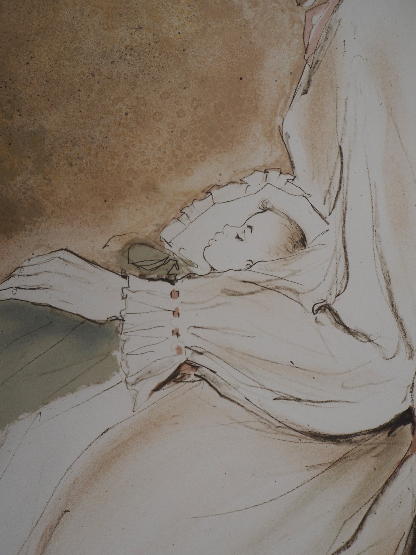 Bernard CHAROY : Maternité, Douce sieste - Lithographie originale signée