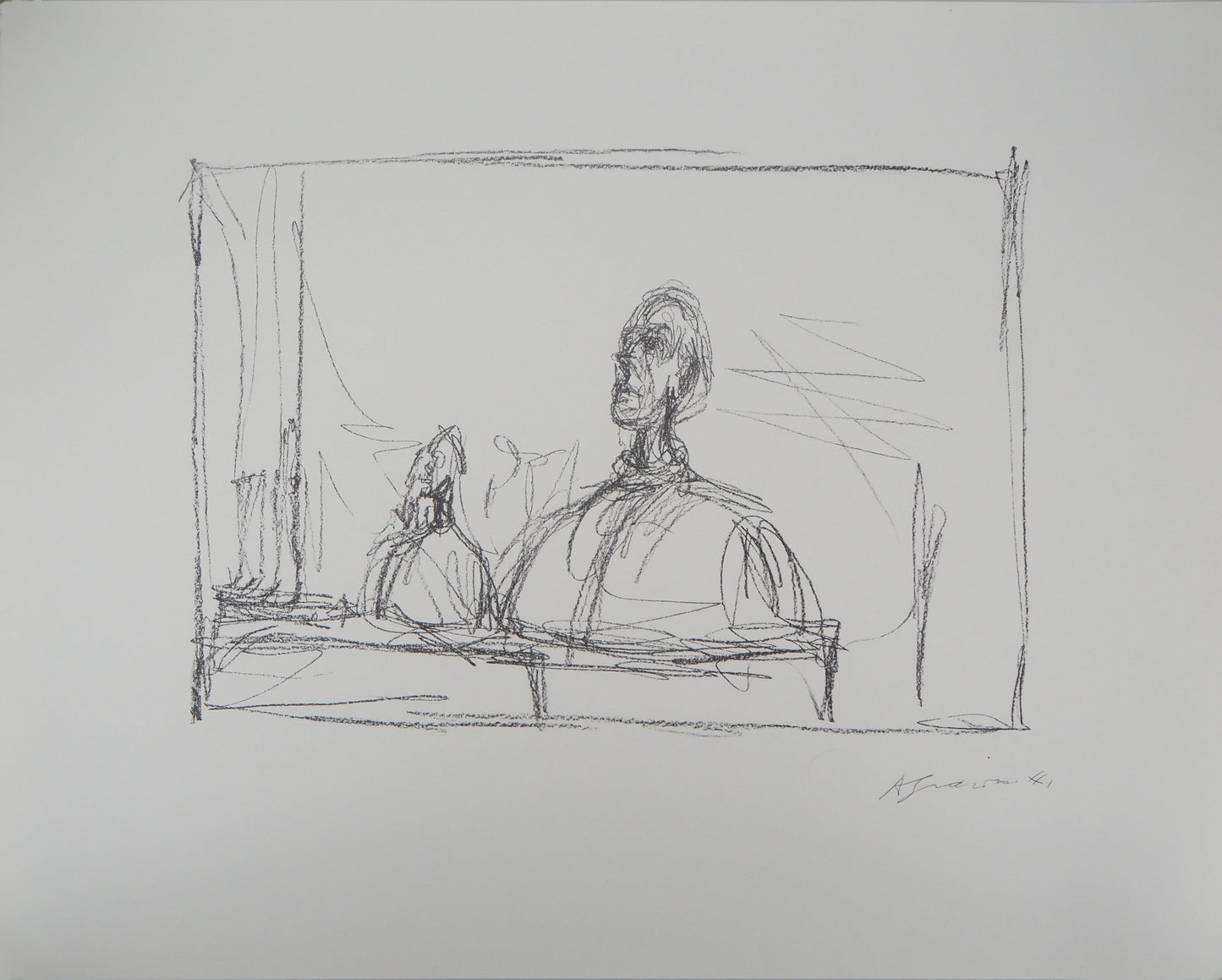 Alberto GIACOMETTI : Buste à l’atelier - Lithographie signée