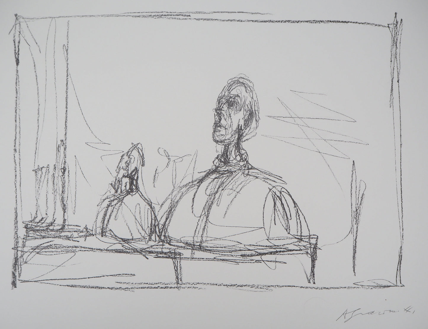 Alberto GIACOMETTI : Buste à l’atelier - Lithographie signée