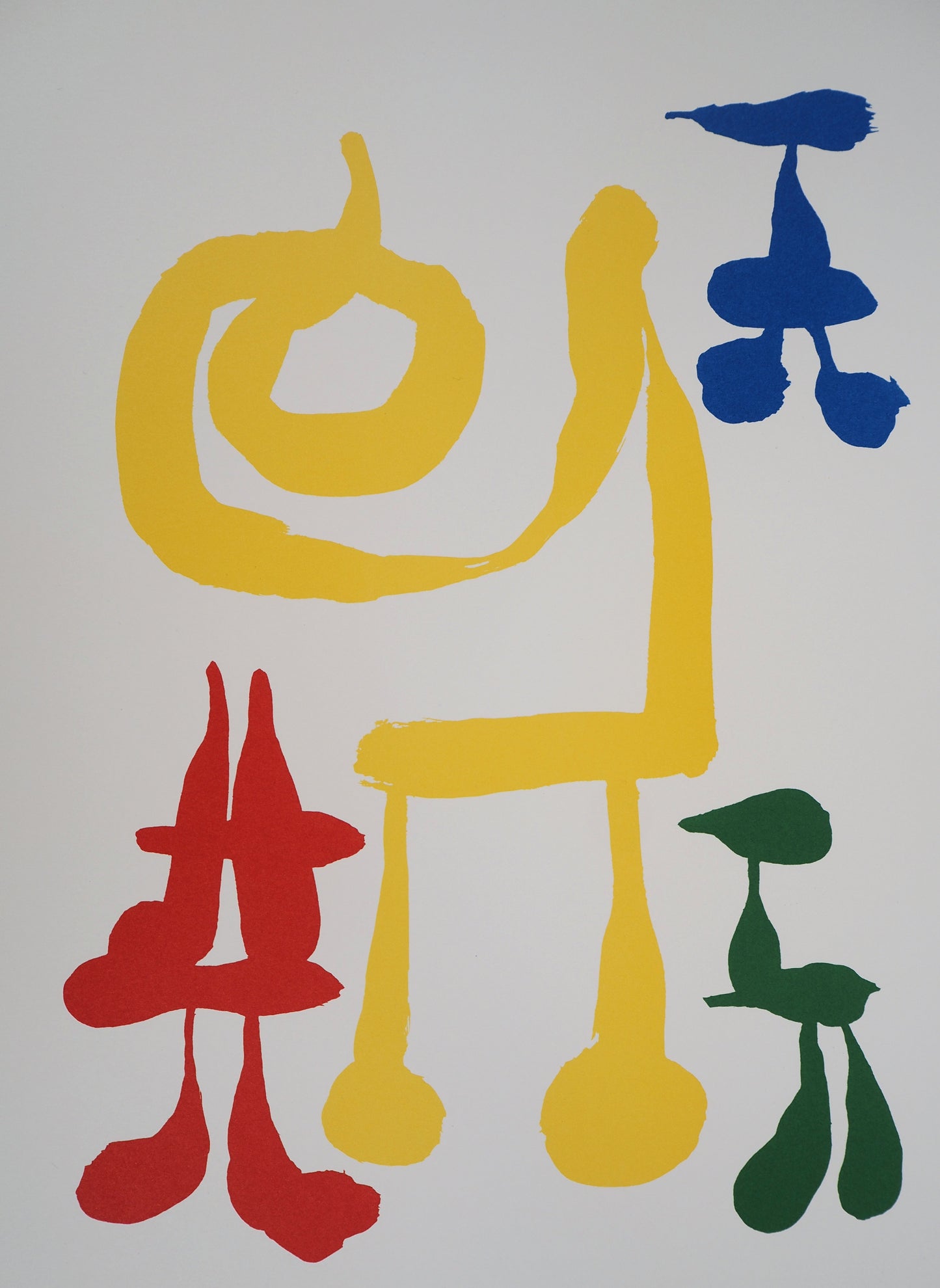 Joan MIRO : Une mère et ses enfants surréalistes - Lithographie signée
