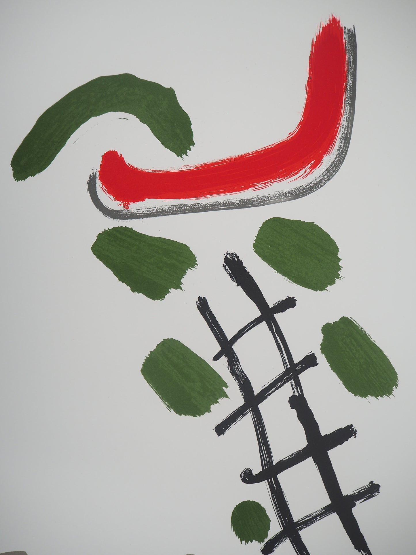 Pierre TAL COAT : Composition abstraite en rouge et vert - Lithographie originale signée