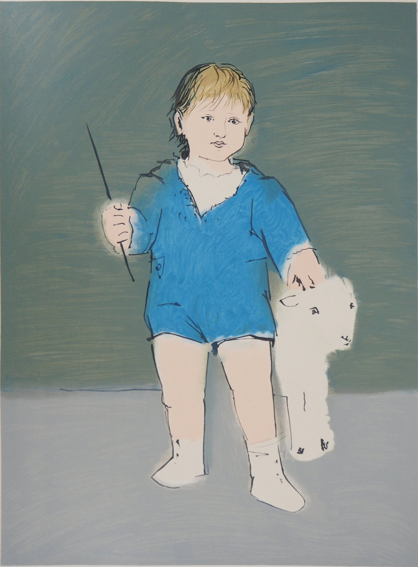 Pablo PICASSO : Enfant et agneau (Petit Paul Picasso) - Lithographie