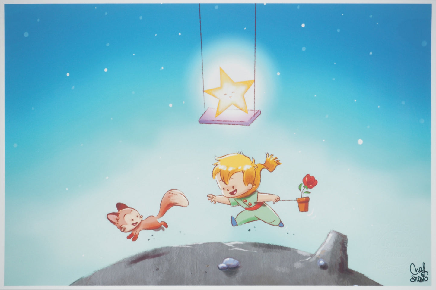 Antoine DE SAINT EXUPERY / Jordi NEF : Le Petit Prince s'amuse - Lithographie