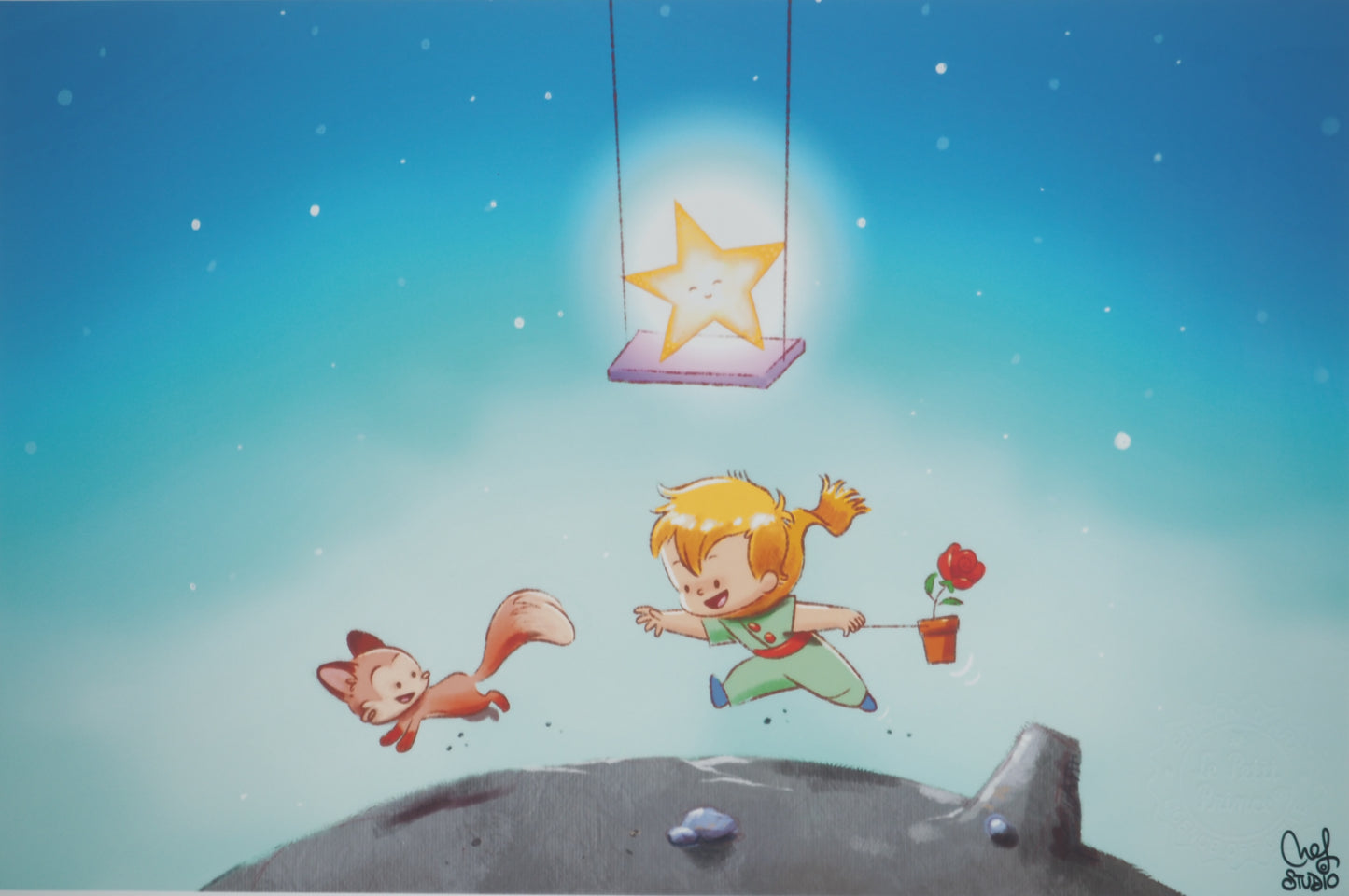 Antoine DE SAINT EXUPERY / Jordi NEF : Le Petit Prince s'amuse - Lithographie