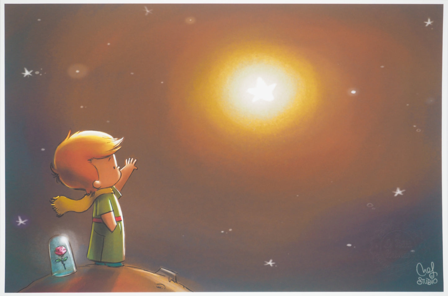 Antoine DE SAINT EXUPERY / Jordi NEF : Le Petit Prince salue l'étoile - Lithographie