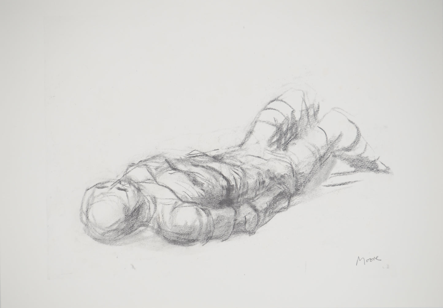 Henry MOORE: Hombre reclinado - Litografía firmada