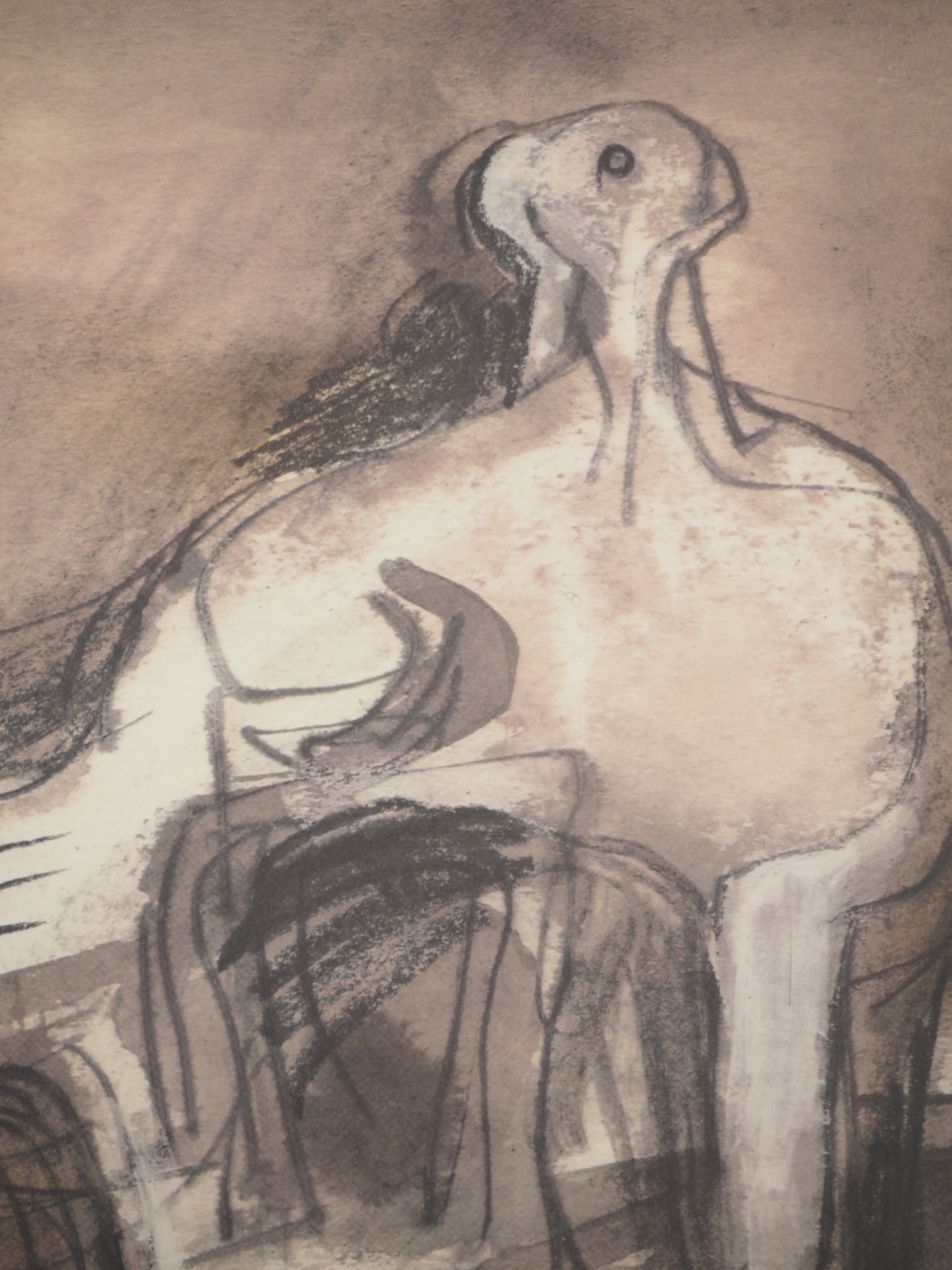 Henry MOORE : Figures allongées, idée de sculpture - Lithographie signée