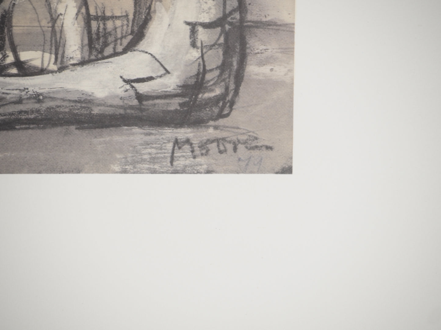 Henry MOORE : Figures allongées, idée de sculpture - Lithographie signée