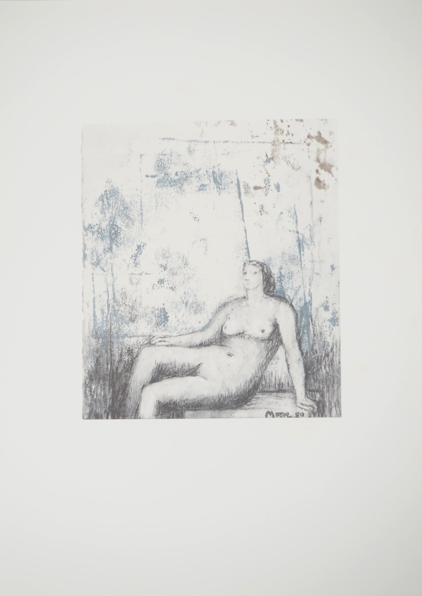 Henry MOORE : Nu assis - Lithographie signée