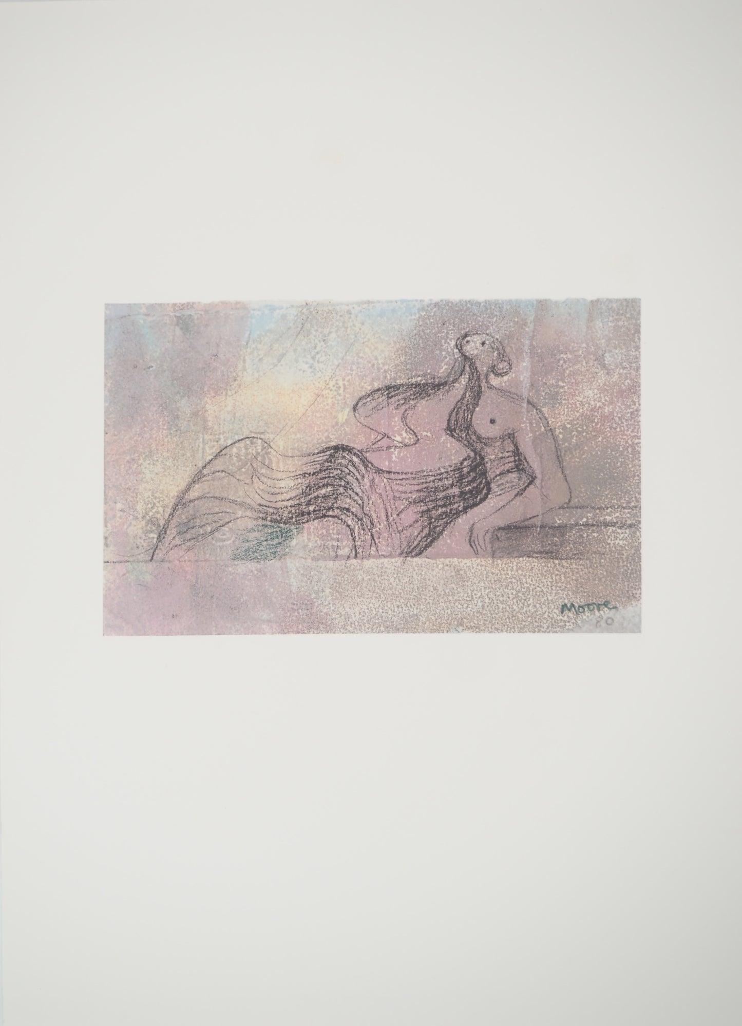 Henry MOORE : Figure couchée - Lithographie signée