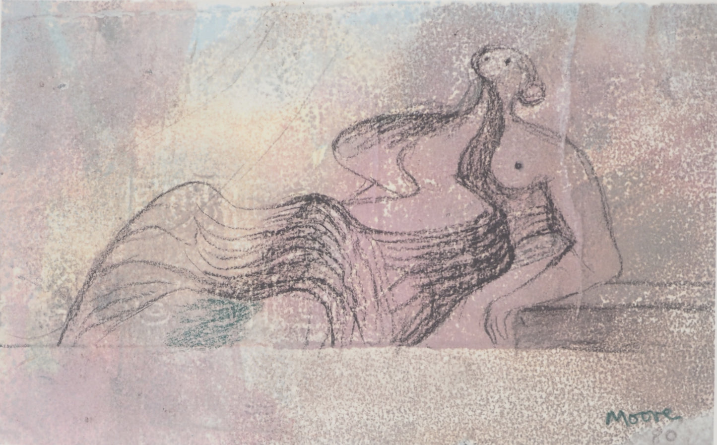 Henry MOORE : Figure couchée - Lithographie signée