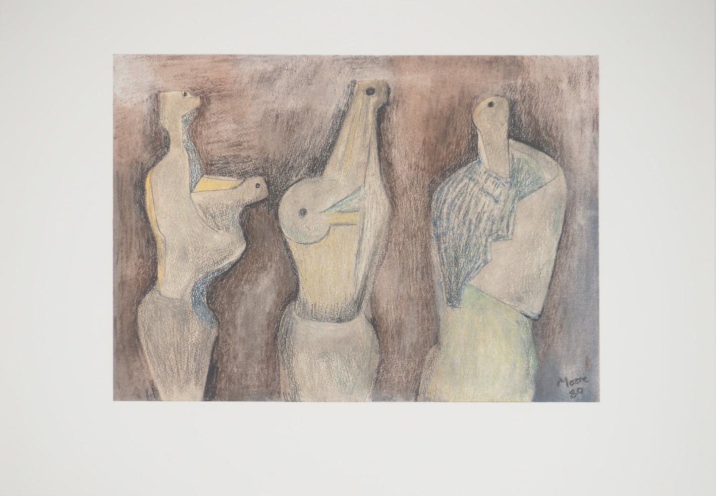 Henry MOORE : Trio de figures - Lithographie signée