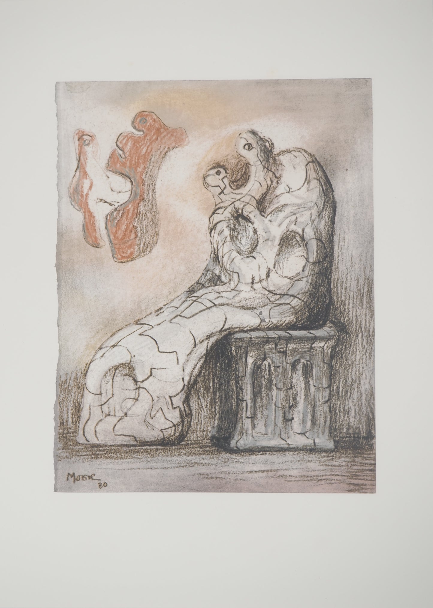 Henry MOORE : Mère et son enfant - Lithographie signée
