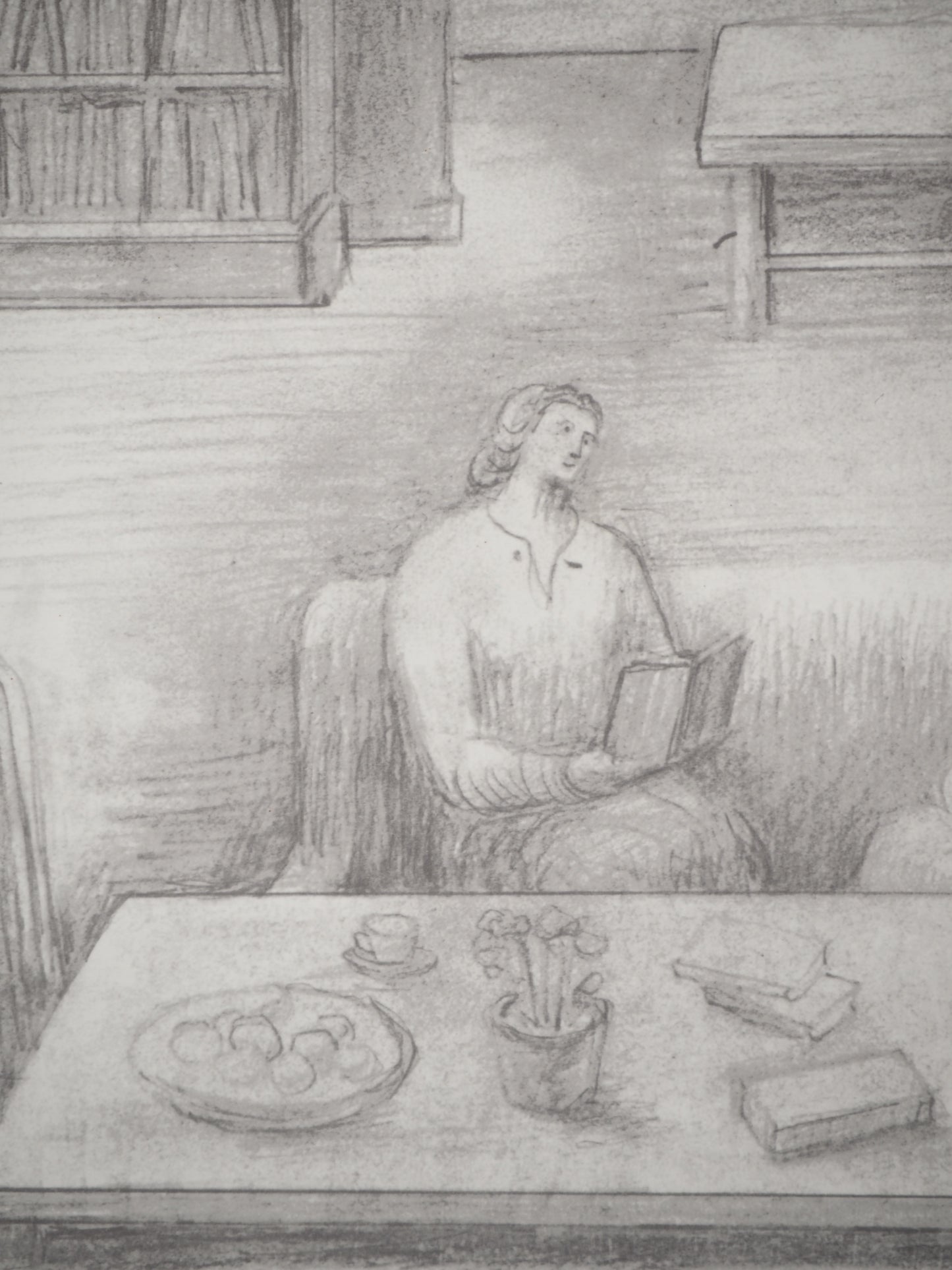 Henry MOORE : Discussion au salon - Lithographie signée