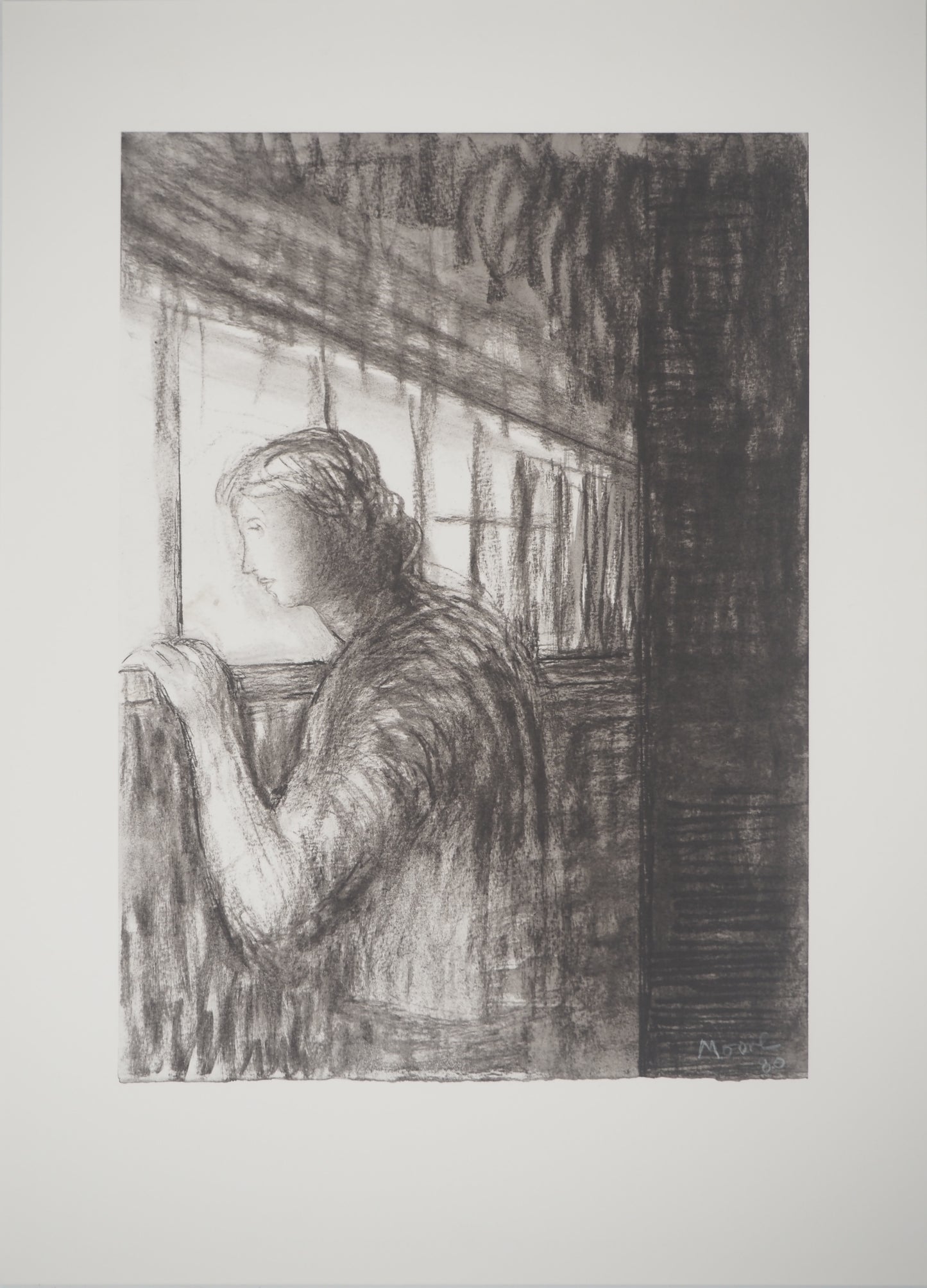 Henry MOORE : Jeune femme à la fenêtre - Lithographie signée