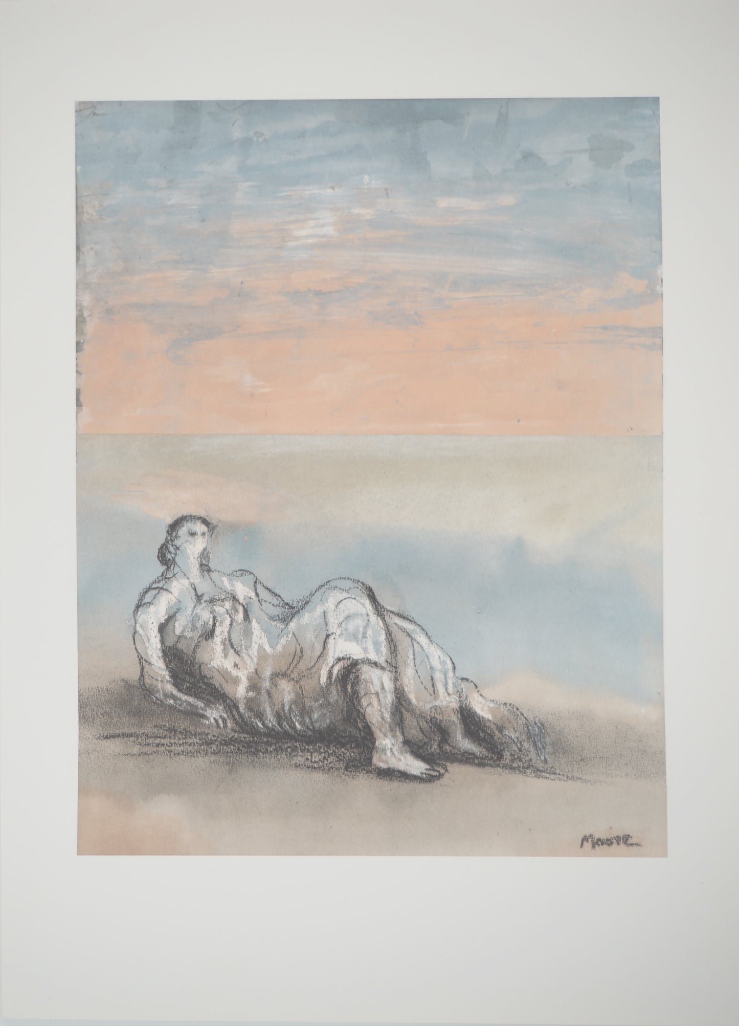 Henry MOORE : Coucher de soleil - Lithographie signée