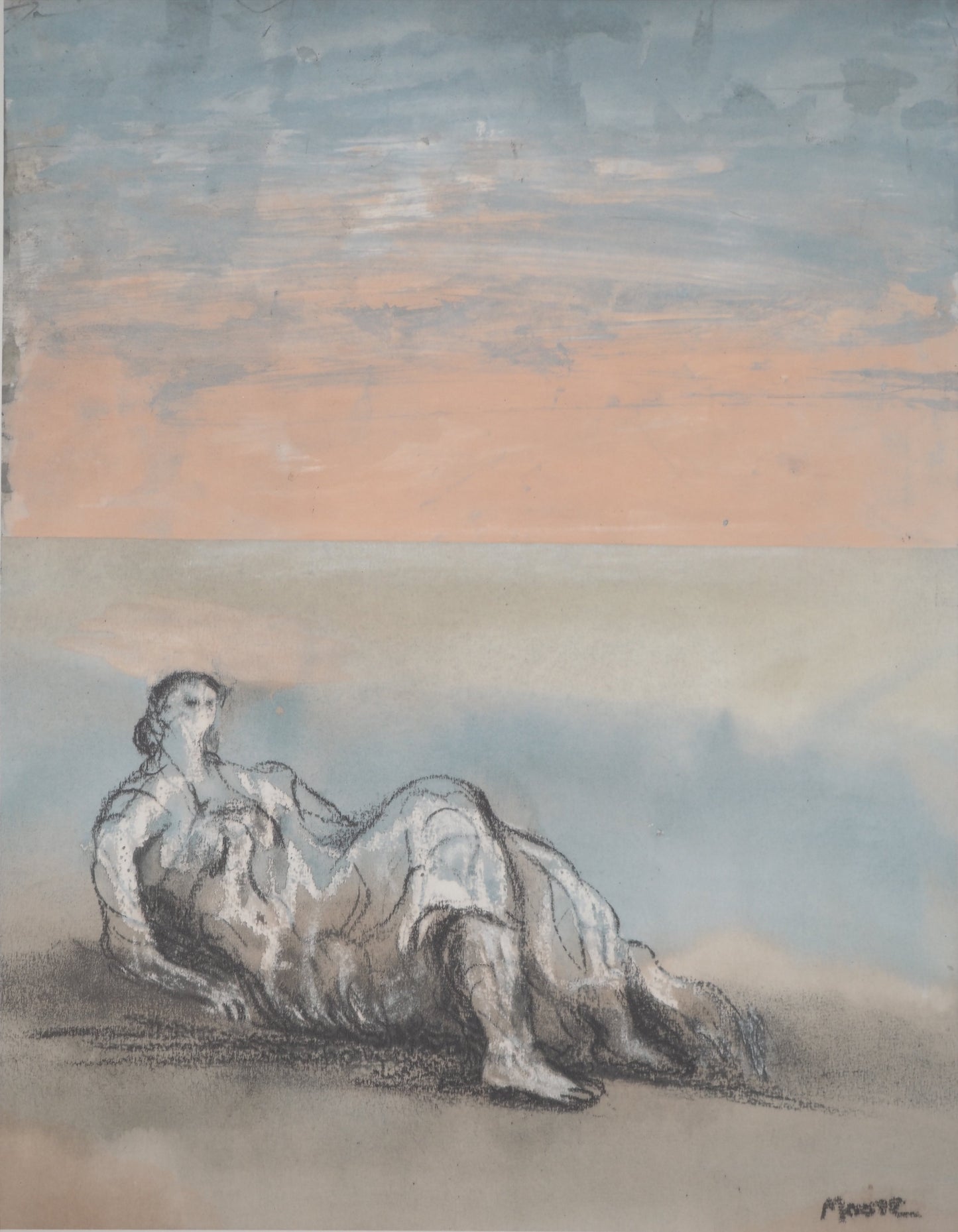 Henry MOORE : Coucher de soleil - Lithographie signée