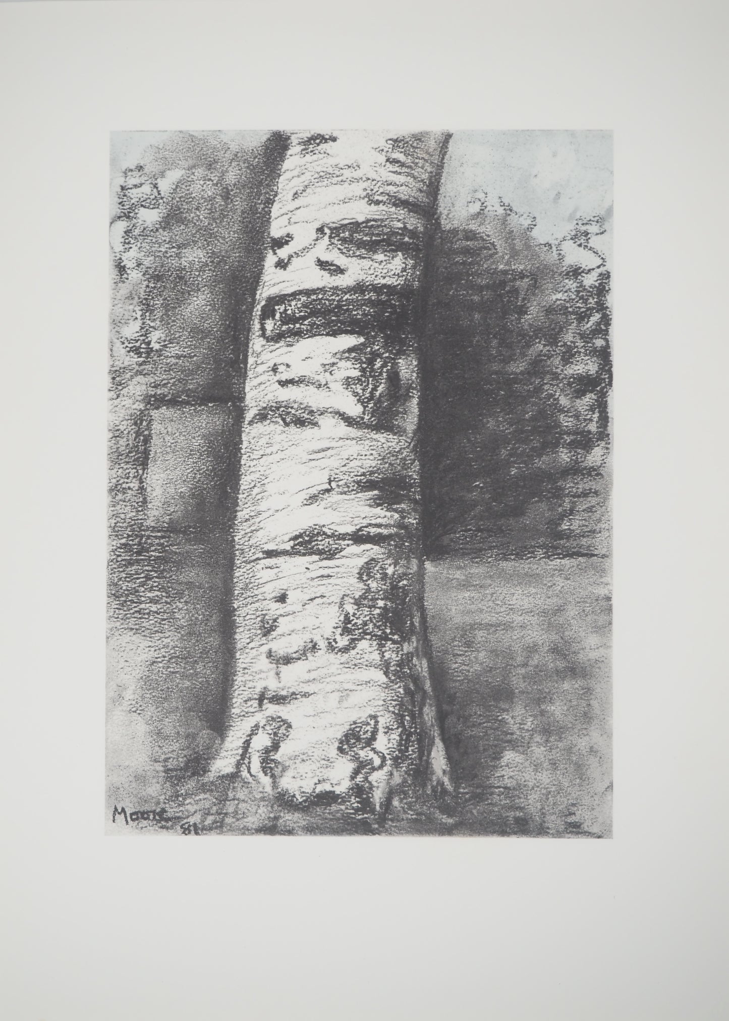 Henry MOORE : Tronc de hêtre - Lithographie signée