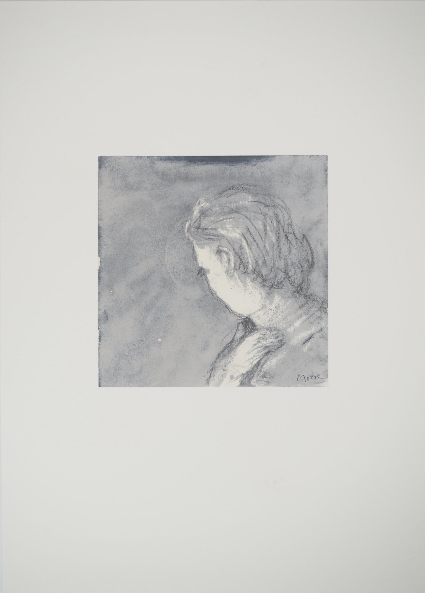 Henry MOORE : Portrait sans visage - Lithographie signée