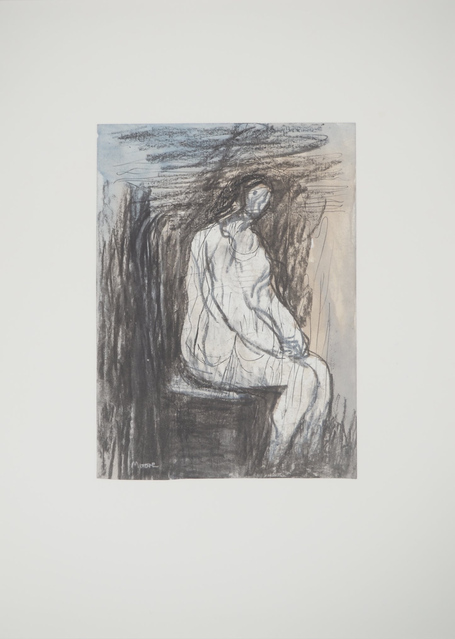 Henry MOORE : L'attente - Lithographie signée