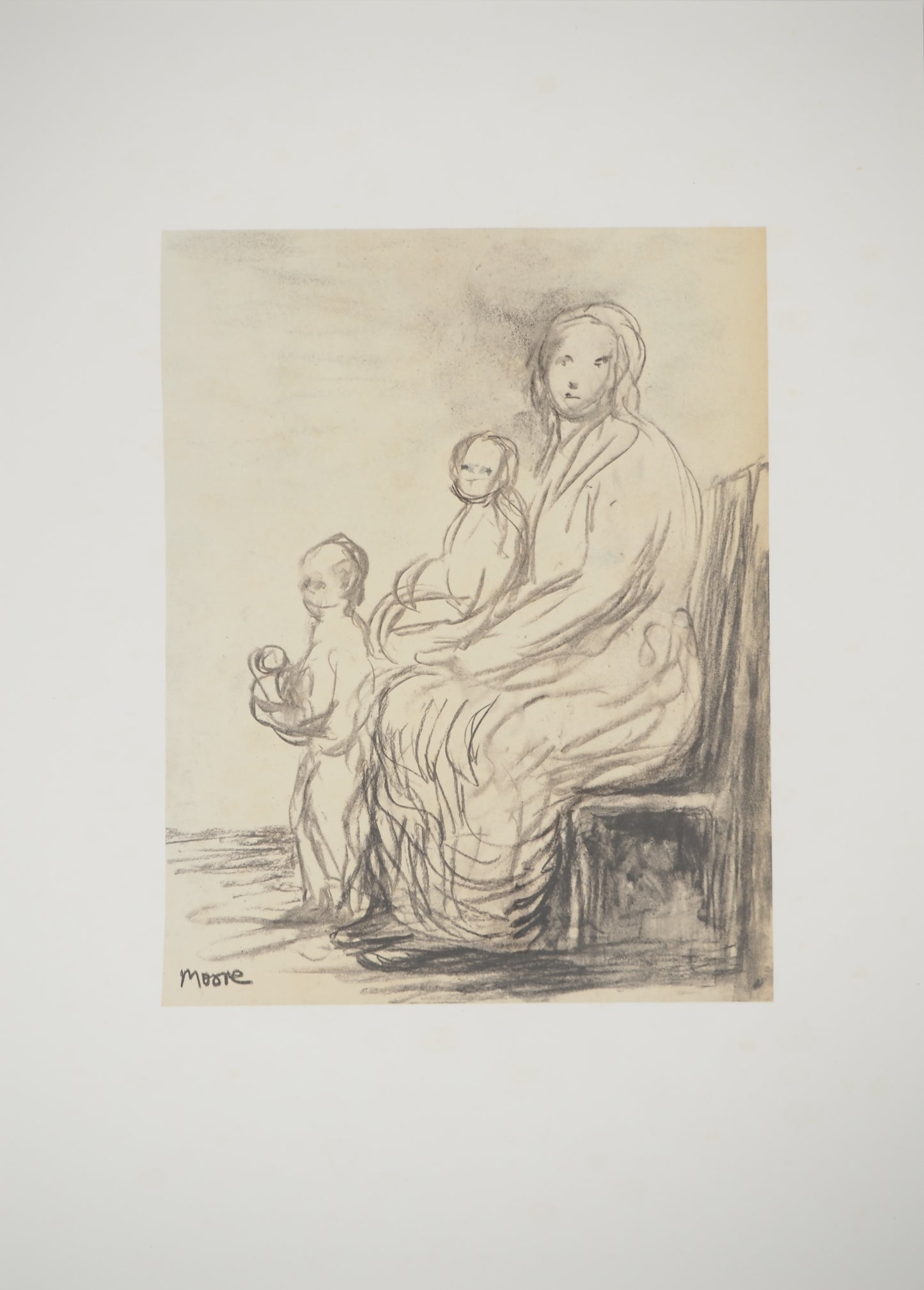 Henry MOORE : Portrait de Famille - Lithographie signée