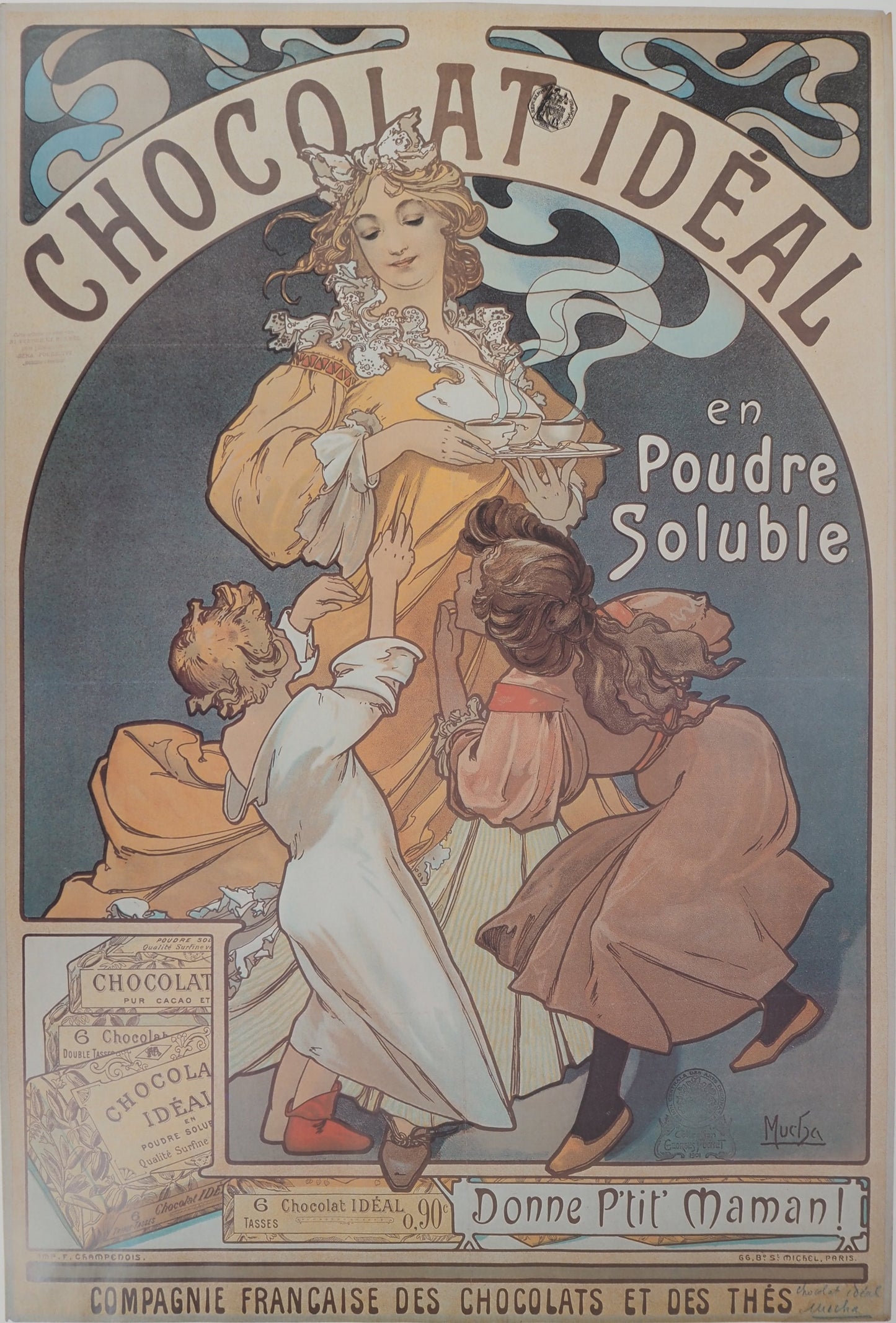 Alfons MUCHA : Chocolat idéal - Affiche signée