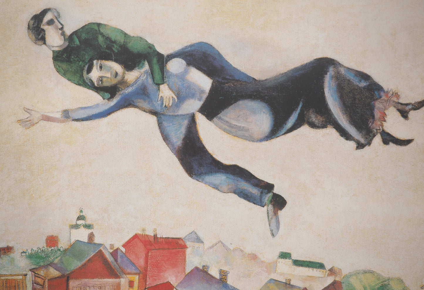 Marc CHAGALL : Au dessus de la ville - Affiche originale signée
