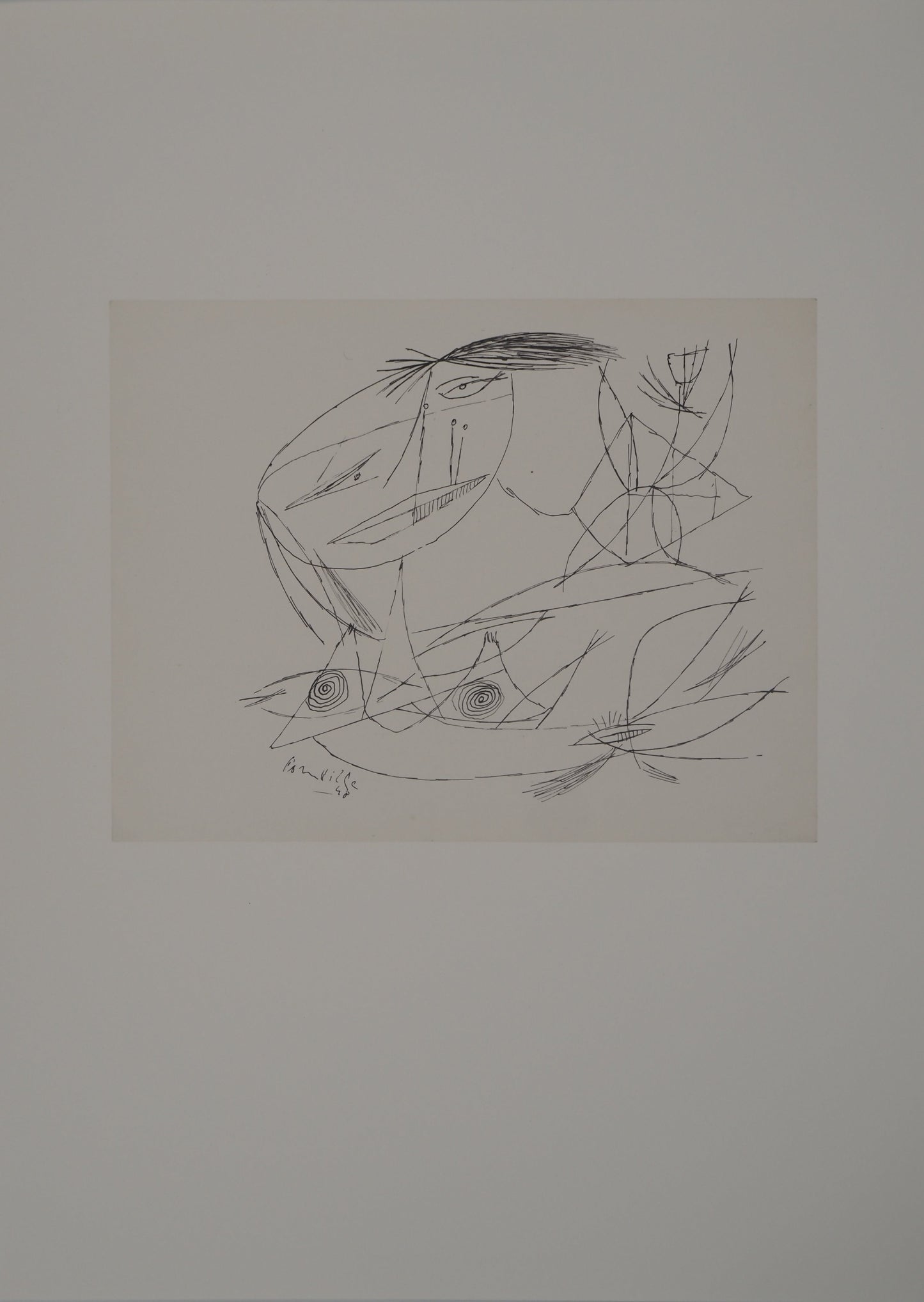 Guillaume CORNEILLE : Femme nue - Lithographie signée
