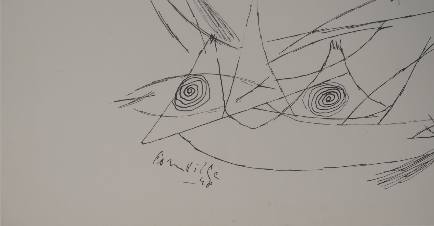 Guillaume CORNEILLE : Femme nue - Lithographie signée