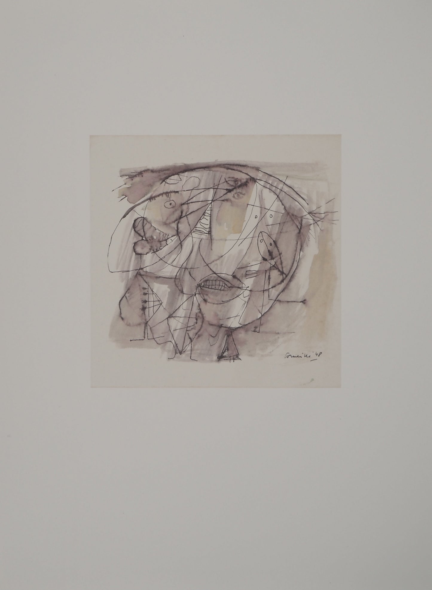 Guillaume CORNEILLE : Tête pensive - Lithographie signée