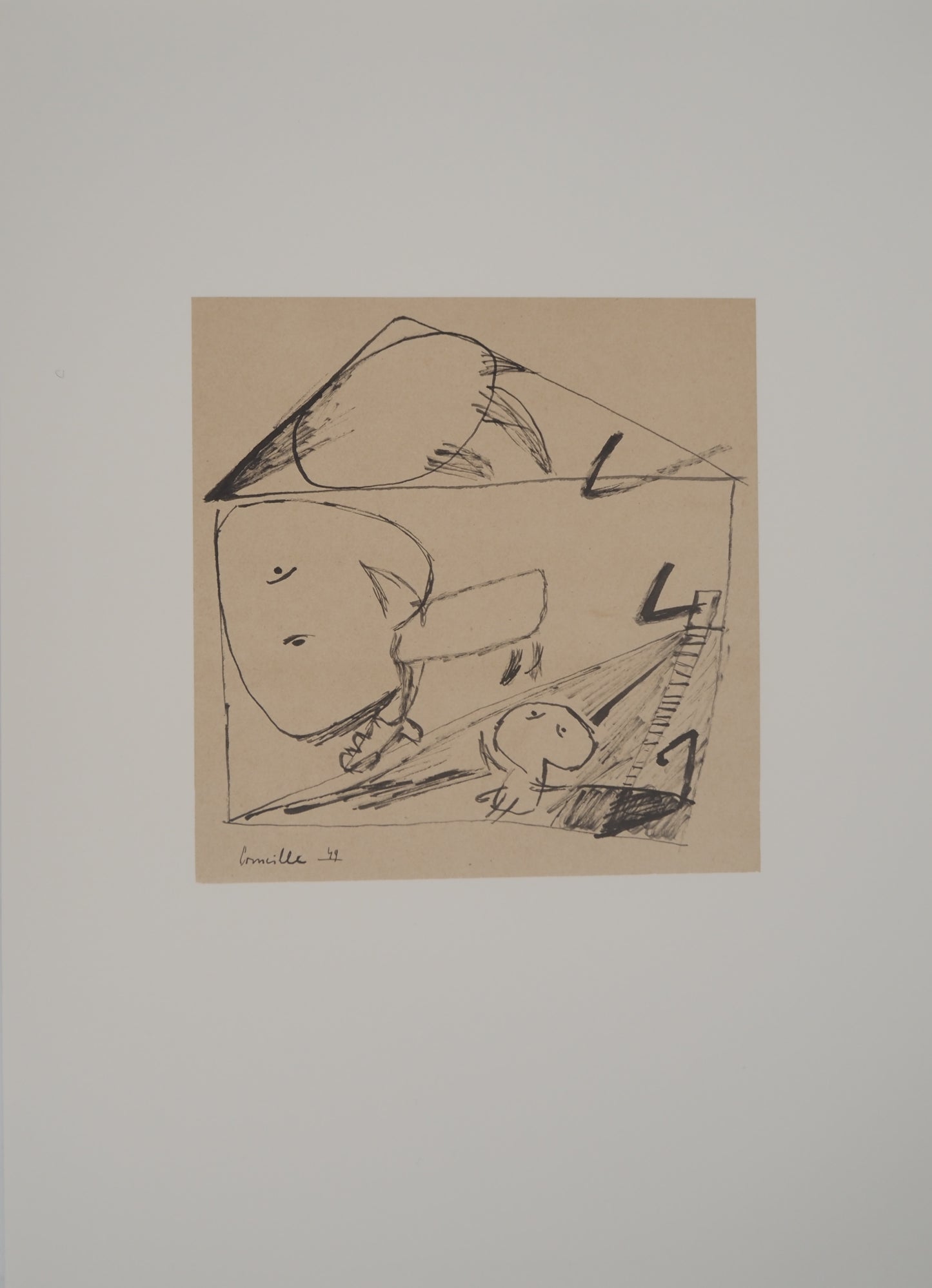 Guillaume CORNEILLE : Le soleil dans la maison - Lithographie signée