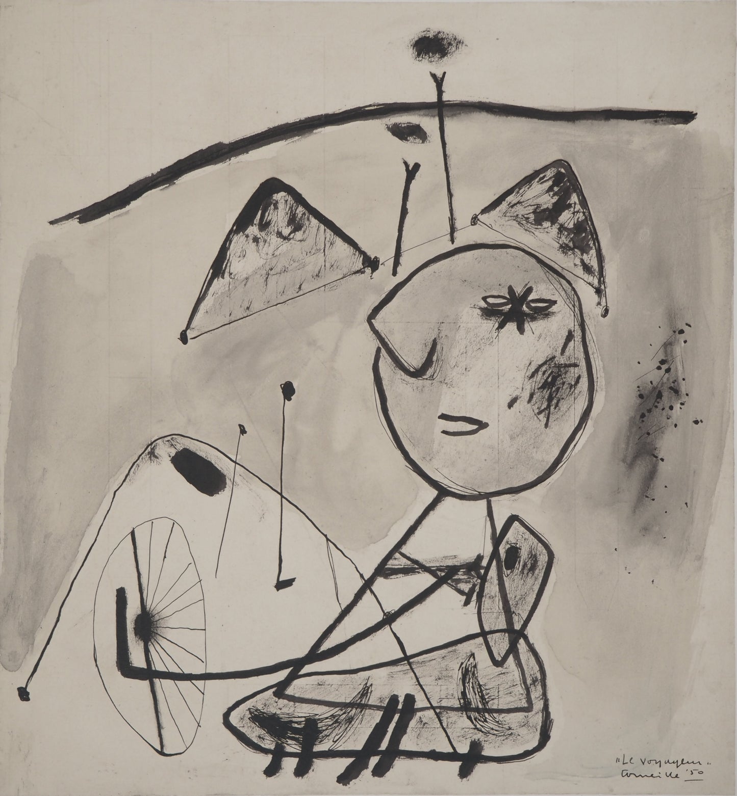 Guillaume CORNEILLE : Le voyageur - Lithographie signée