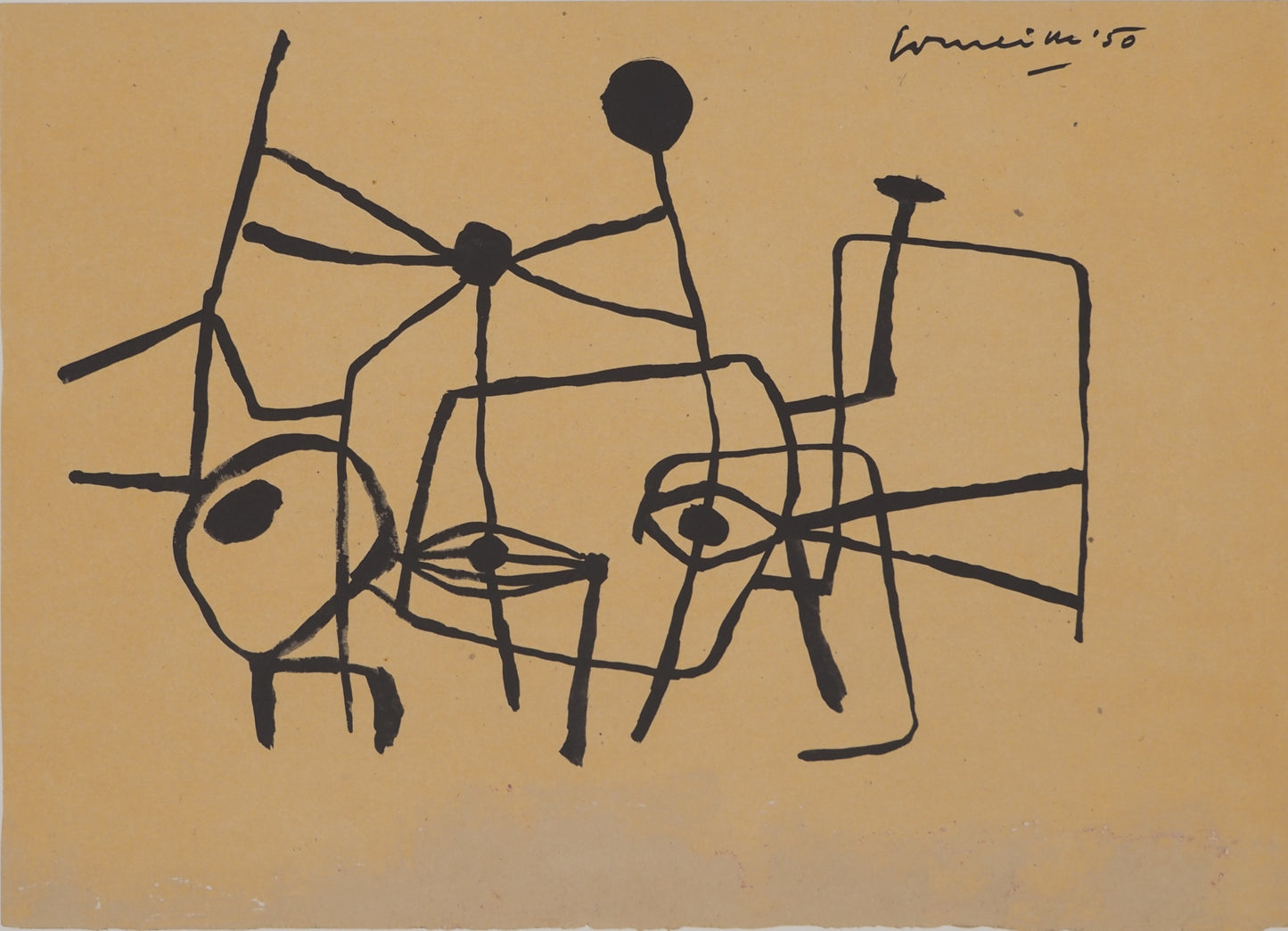 Guillaume CORNEILLE : Enfants et bicyclettes - Lithographie signée