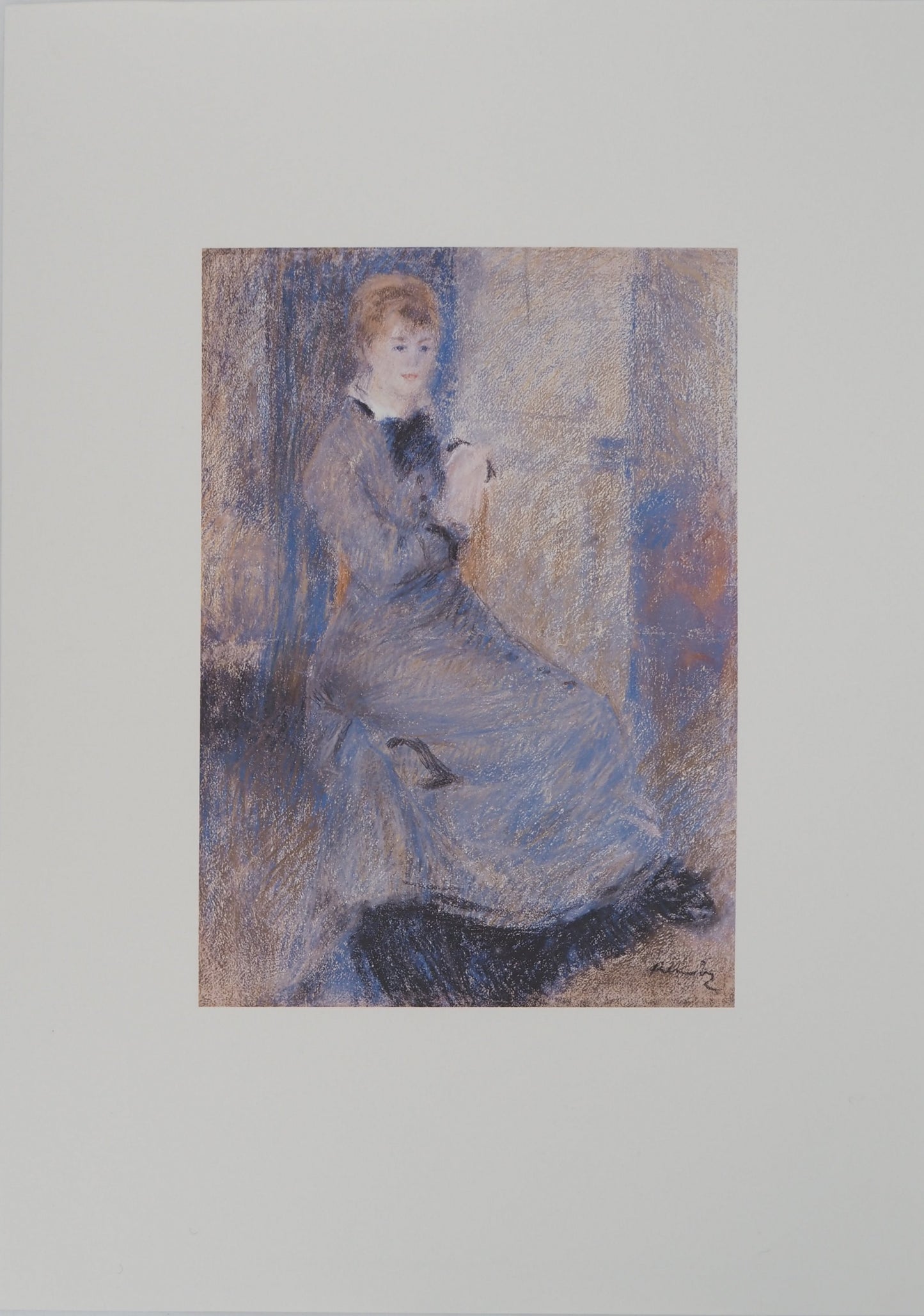 Pierre Auguste RENOIR : Jeune Femme en robe bleue - Lithographie signée