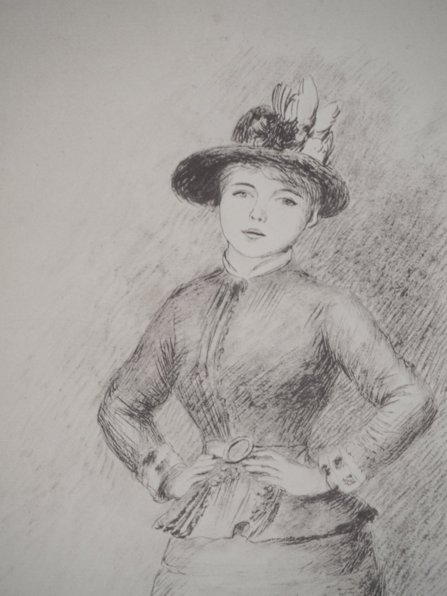Pierre Auguste RENOIR : Femme au chapeau fleuri - Lithographie