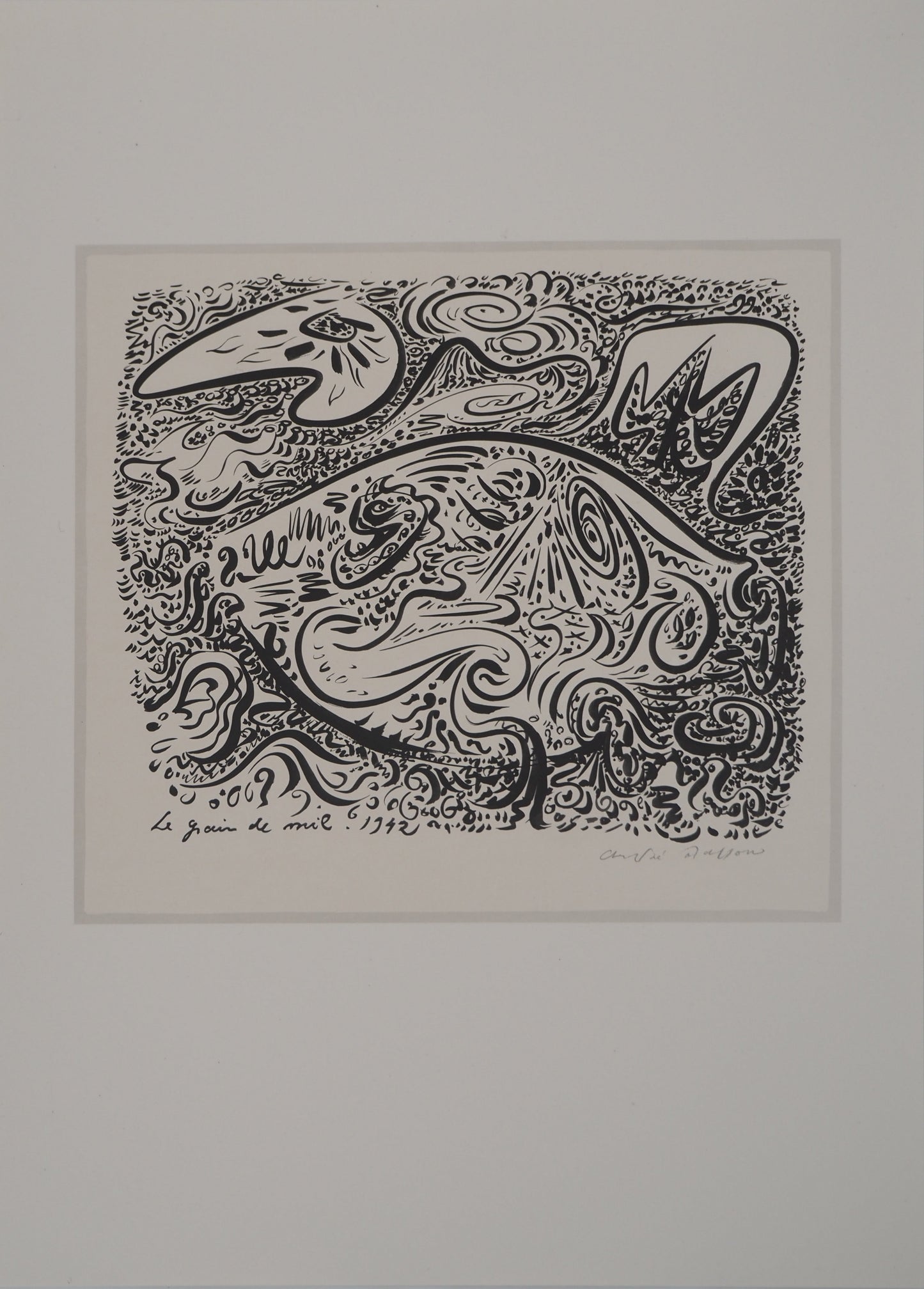 André MASSON : Le grain de mil - Lithographie signée