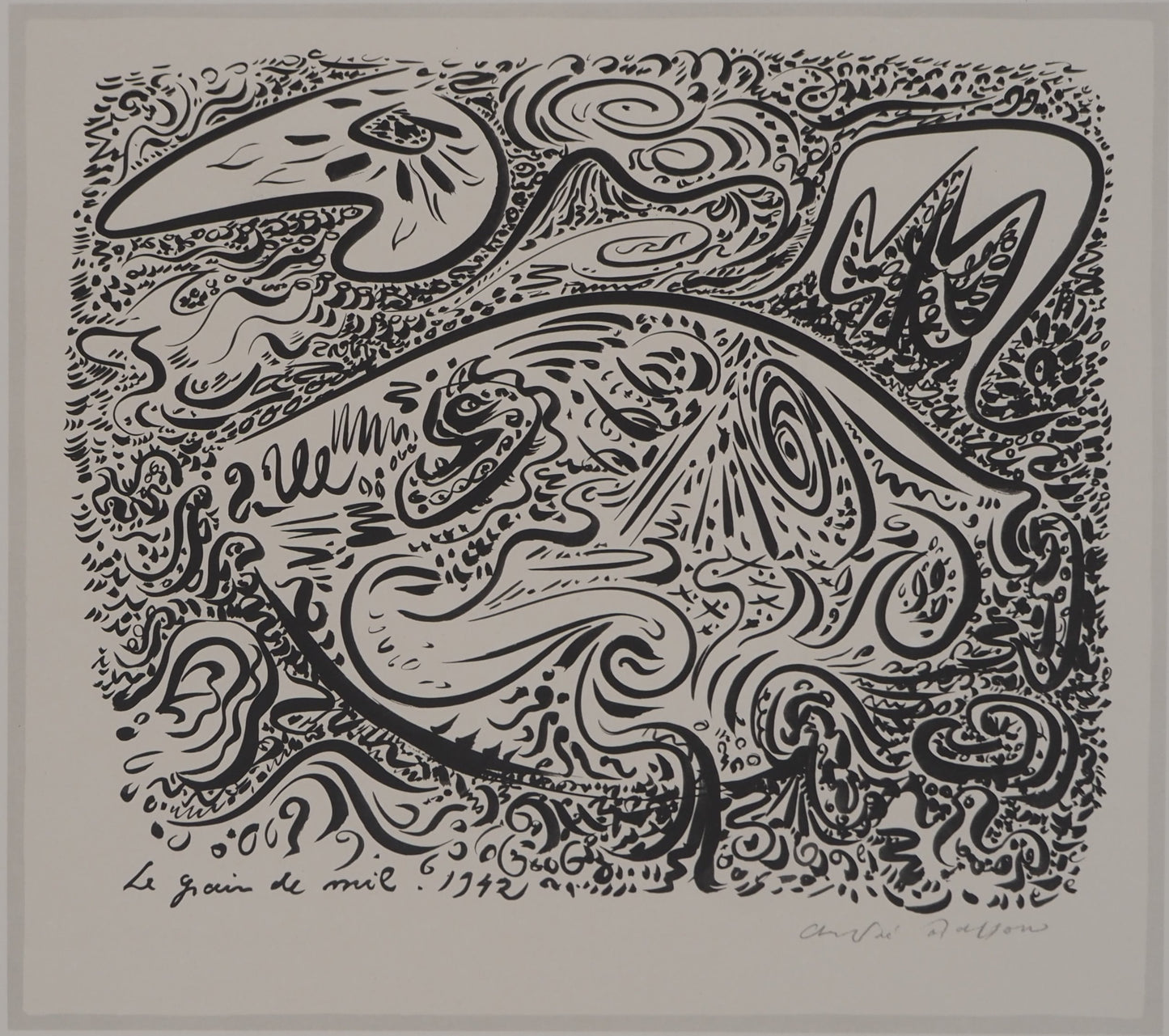 André MASSON : Le grain de mil - Lithographie signée