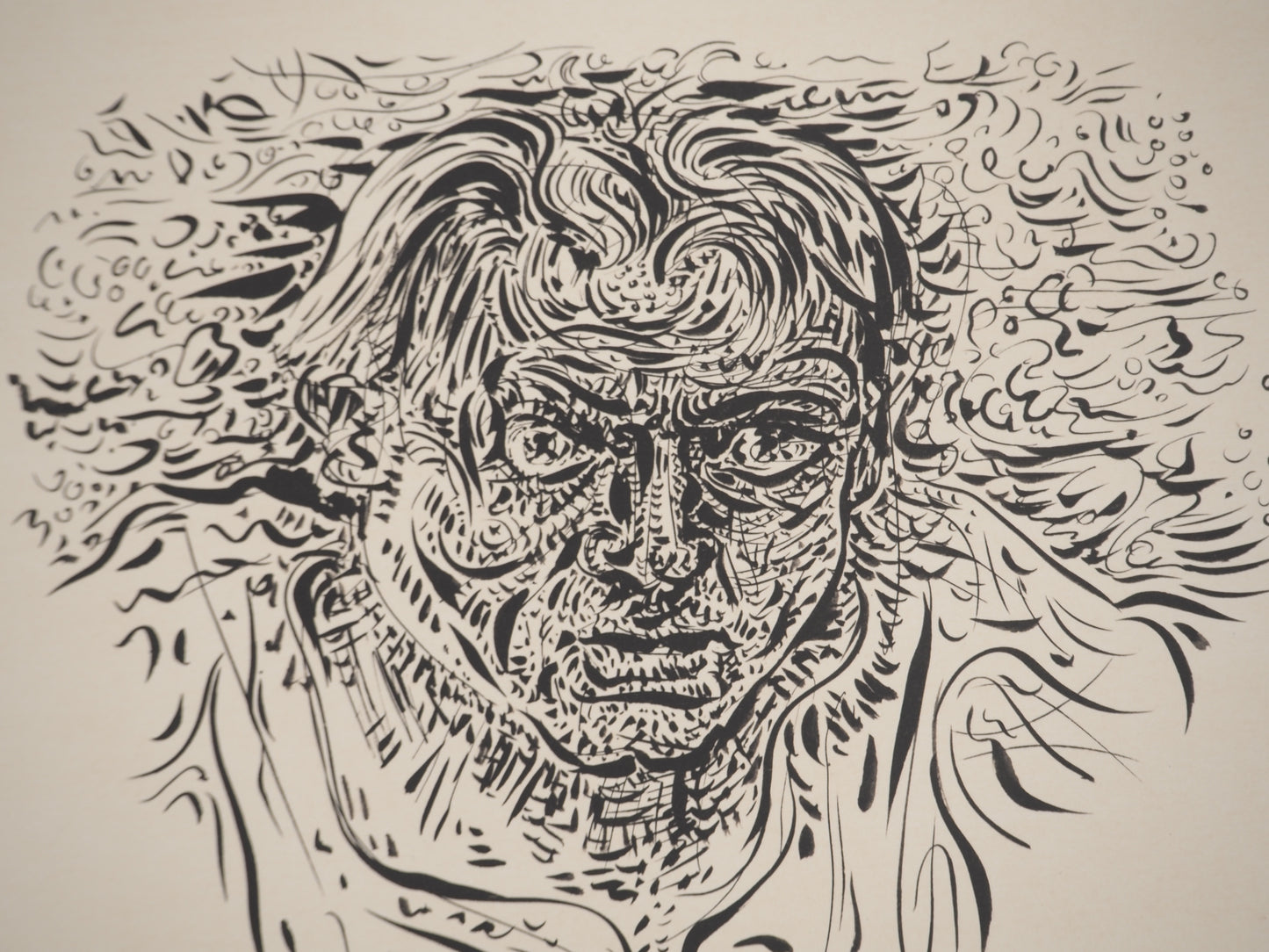 André MASSON : Mon portrait au torrent - Lithographie